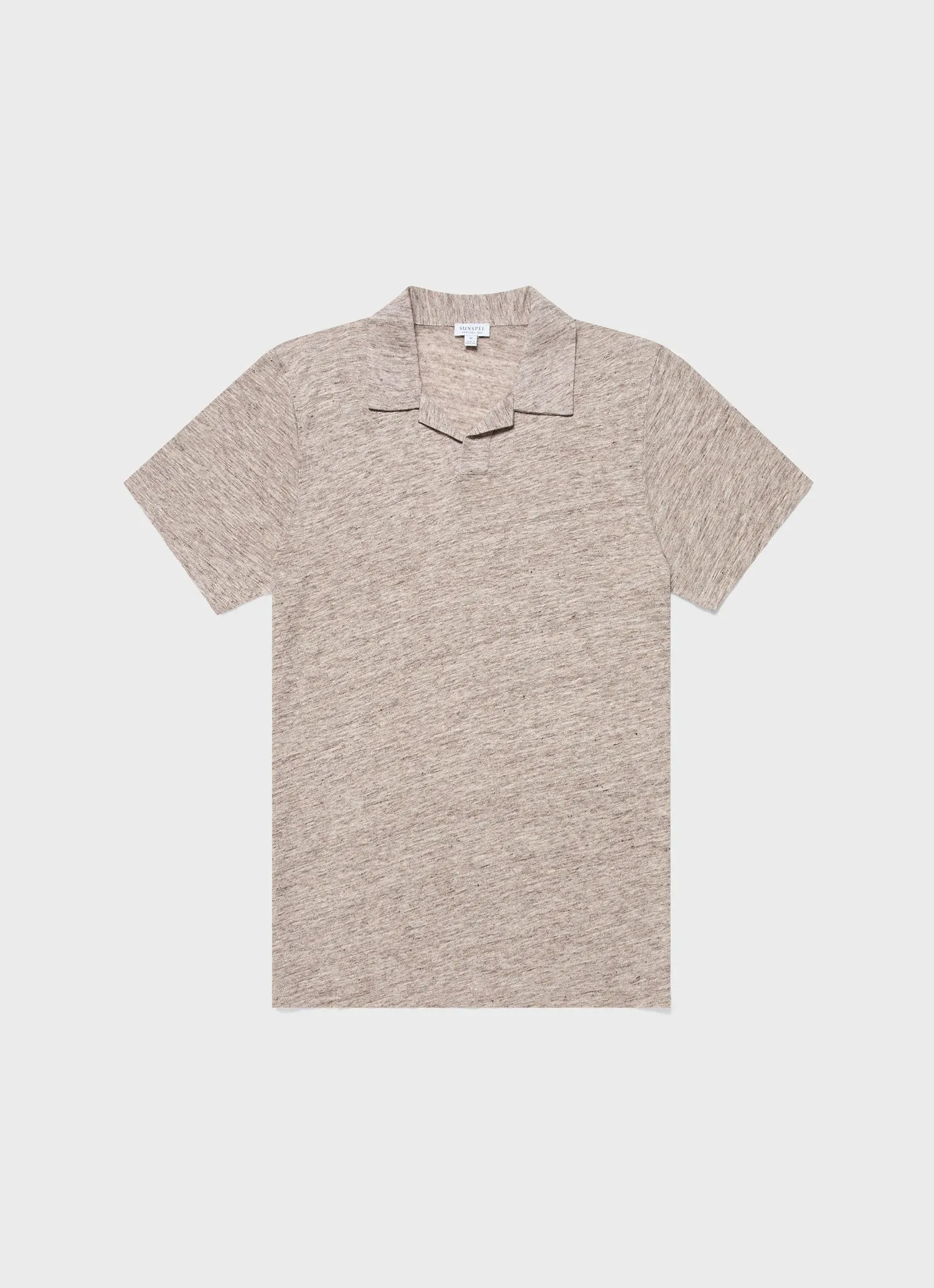 Men's Linen Polo Shirt in Oatmeal Melange sold by Sunspel