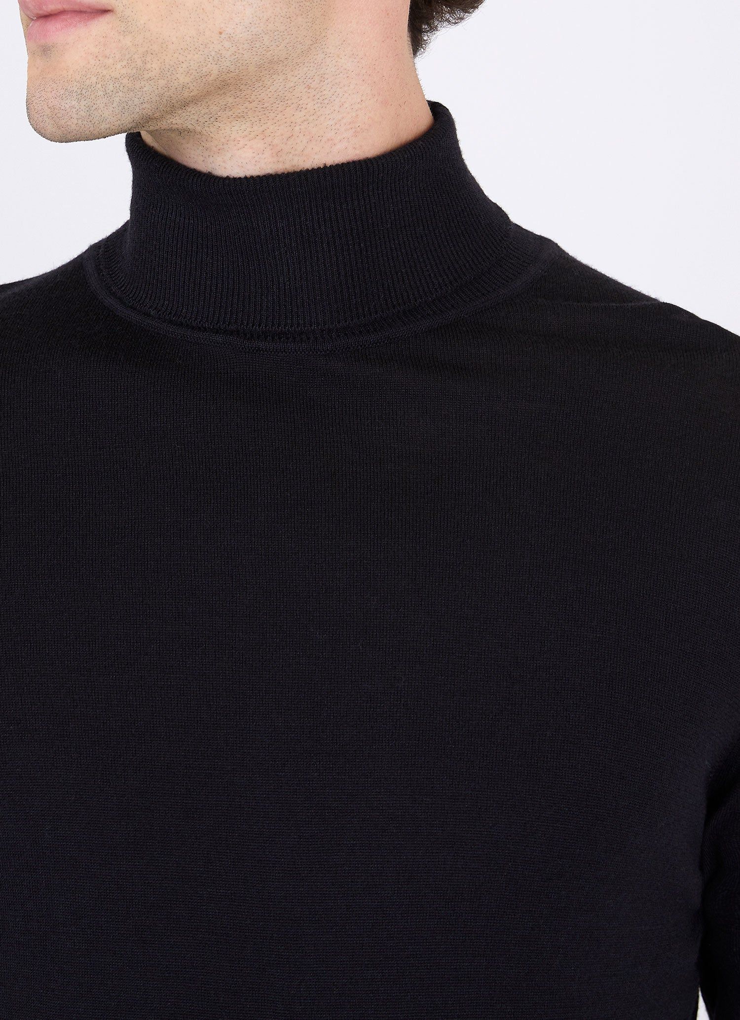 Men's Sea Island Cotton Roll Neck Sweater in Black sold by Sunspel product image thumbnail 5