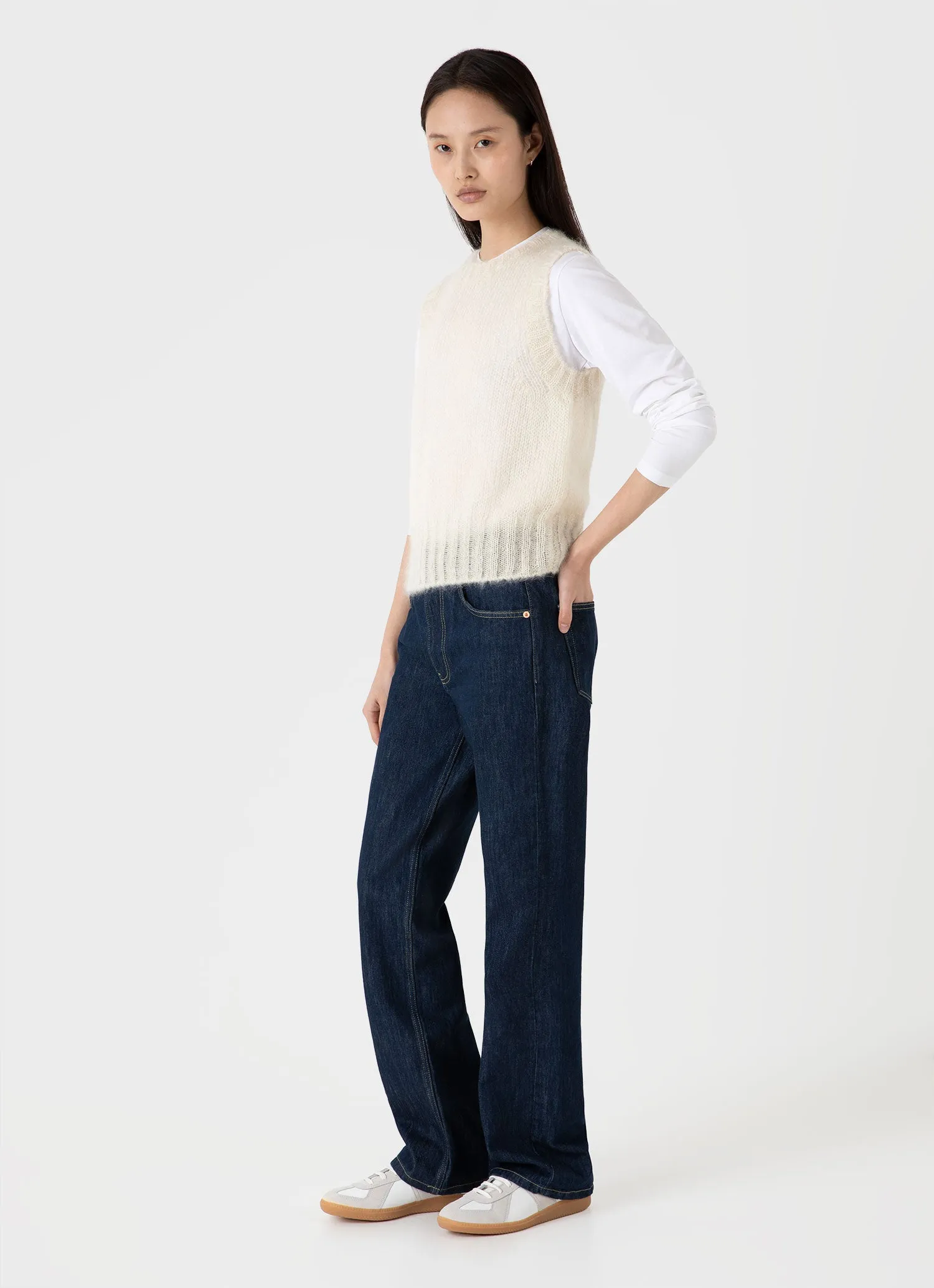 Women's Mohair Silk Vest in Ecru sold by Sunspel product image thumbnail 2