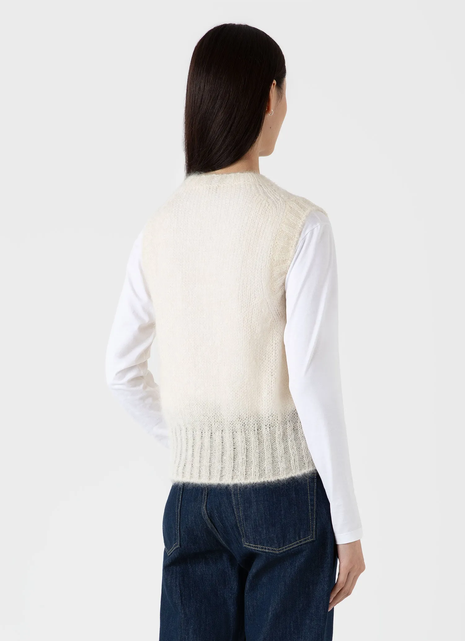 Women's Mohair Silk Vest in Ecru sold by Sunspel product image thumbnail 3