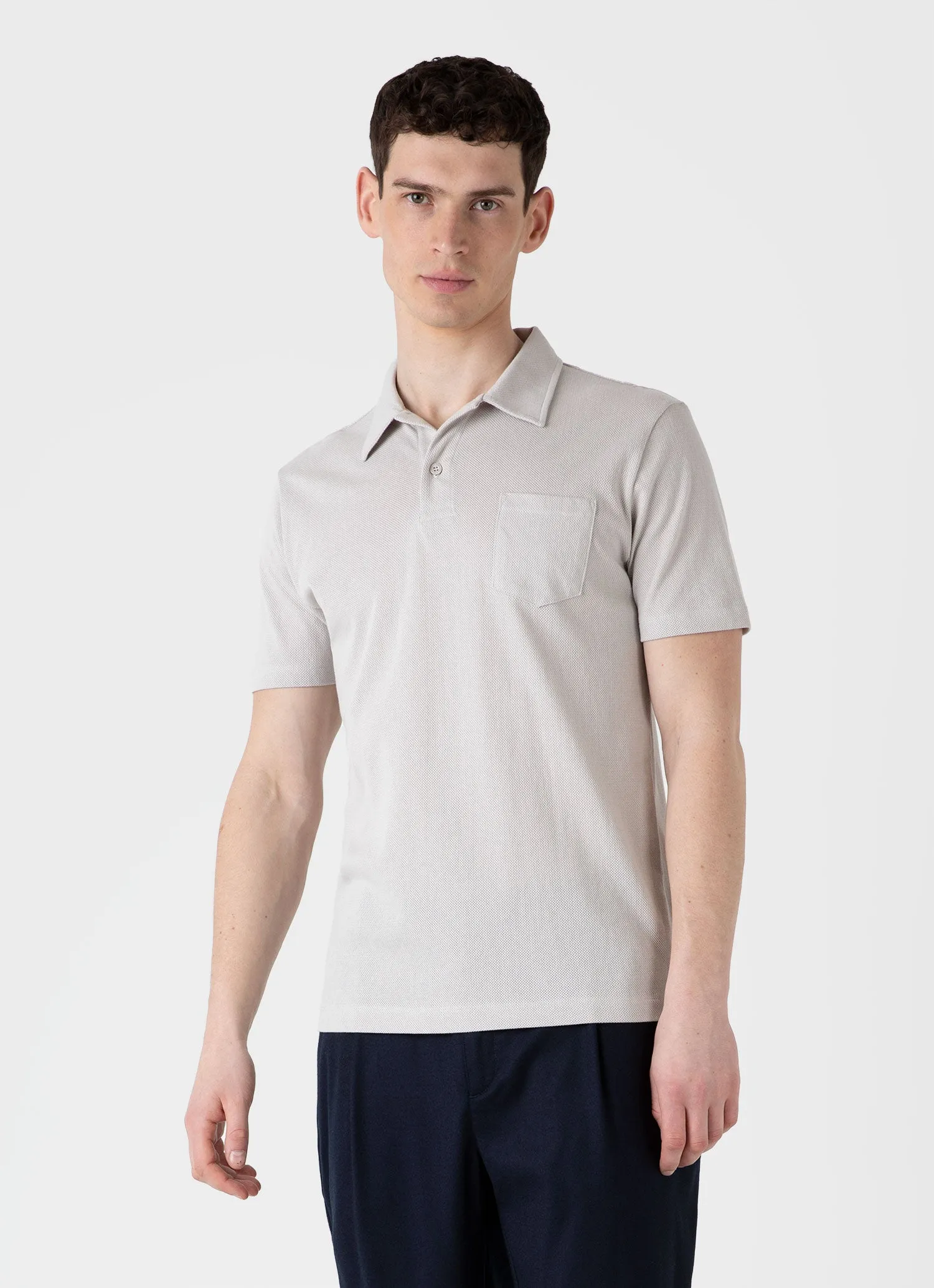 Men's Riviera Polo Shirt in Putty sold by Sunspel product image thumbnail 2