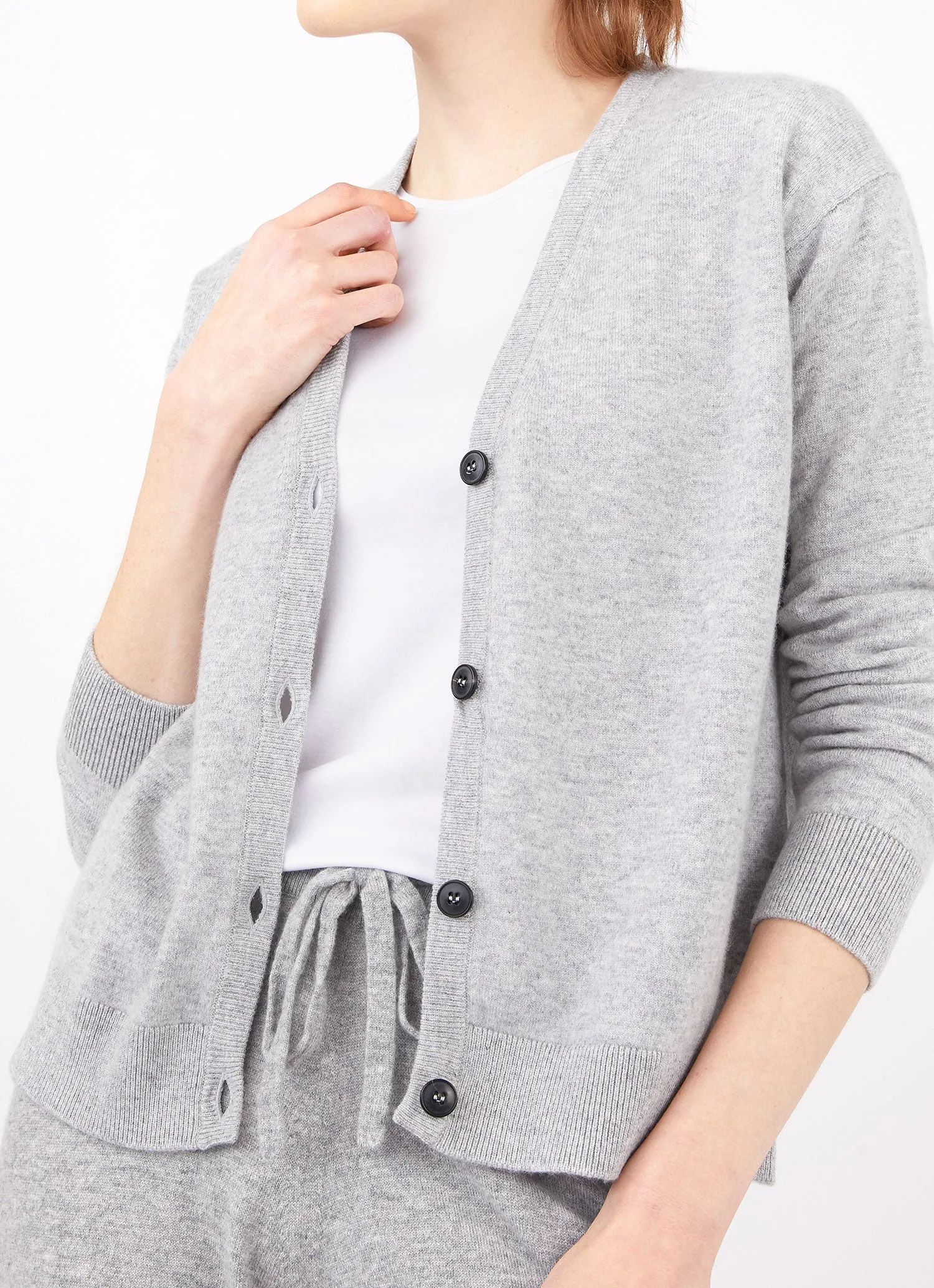 Women's Cashmere Boxy Cardigan in Grey Melange sold by Sunspel product image thumbnail 2