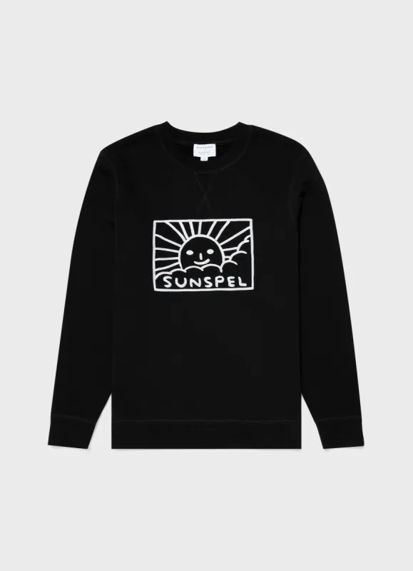 Men's David Shrigley Sweatshirt in Black sold by Sunspel