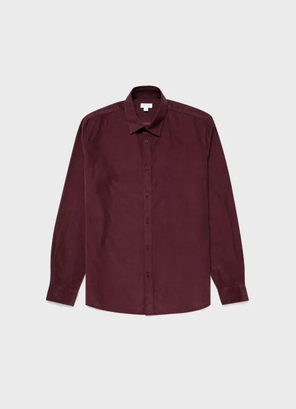 Men's Fine Cord Shirt in Port sold by Sunspel