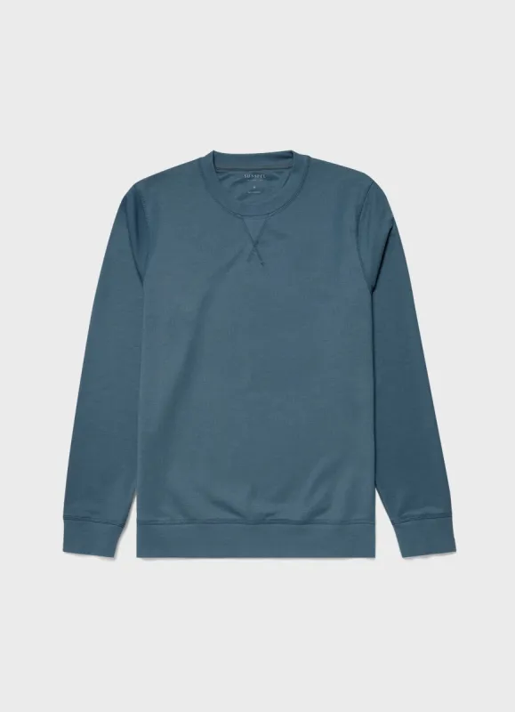 Men's DriRelease Active Swearshirt in Dark Petrol made by Sunspel