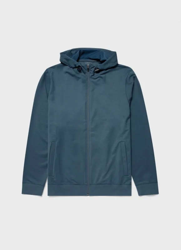 Men's DriRelease Active Hoody in Dark Petrol sold by Sunspel