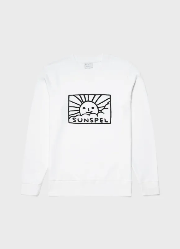 Men's David Shrigley Sweatshirt in White sold by Sunspel