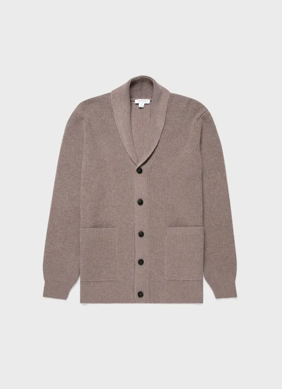 Men's Shawl Cardigan in Oatmeal Melange sold by Sunspel