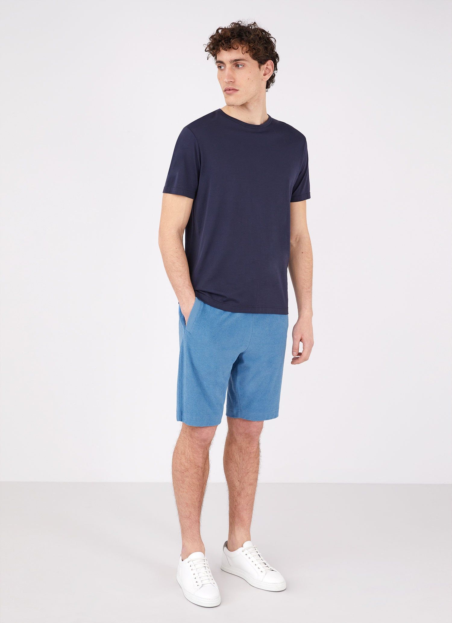 Men's Towelling Shorts in Lake Blue sold by Sunspel product image thumbnail 3