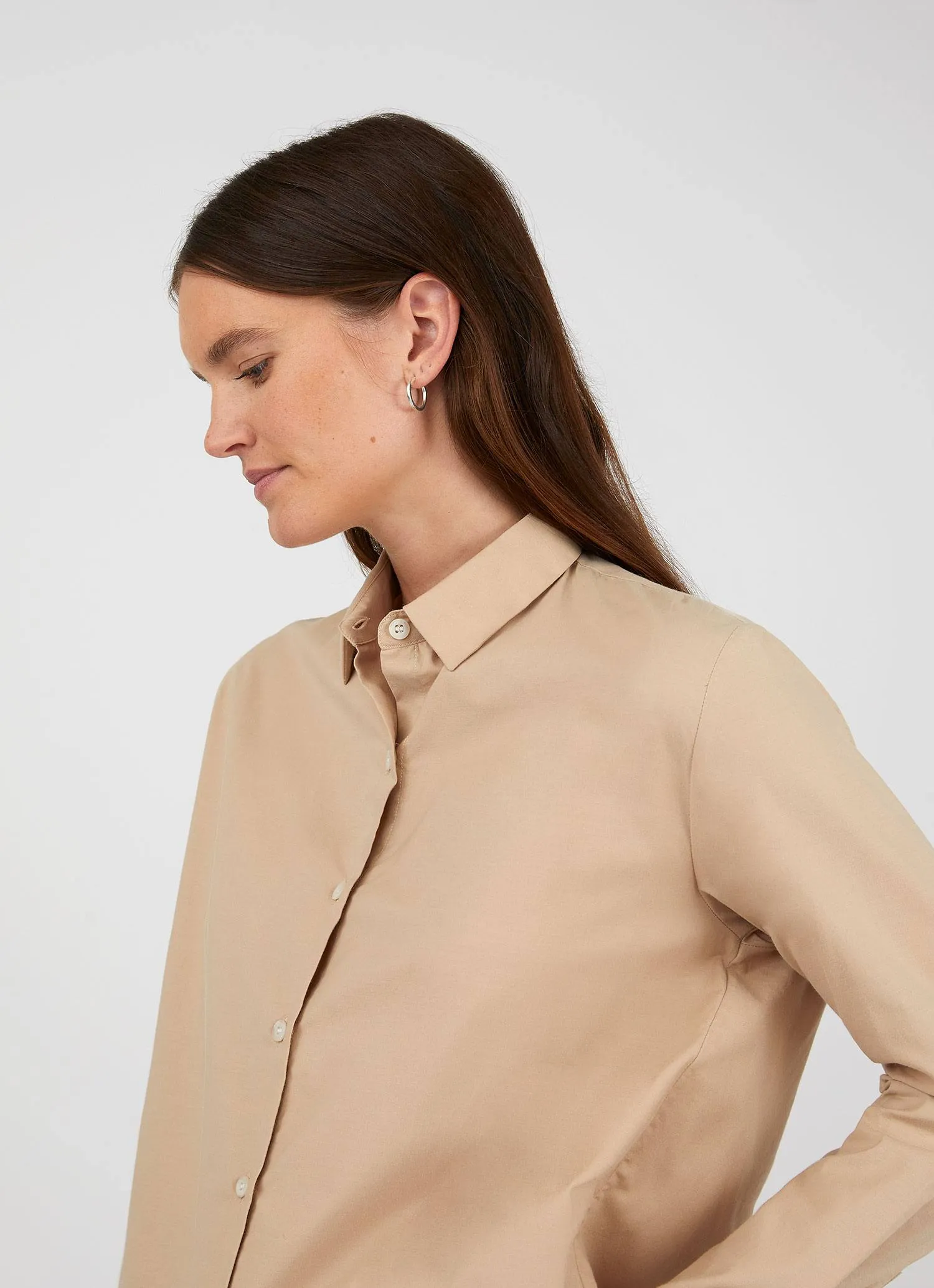 Women's Cotton Shirt in Stone sold by Sunspel product image thumbnail 4