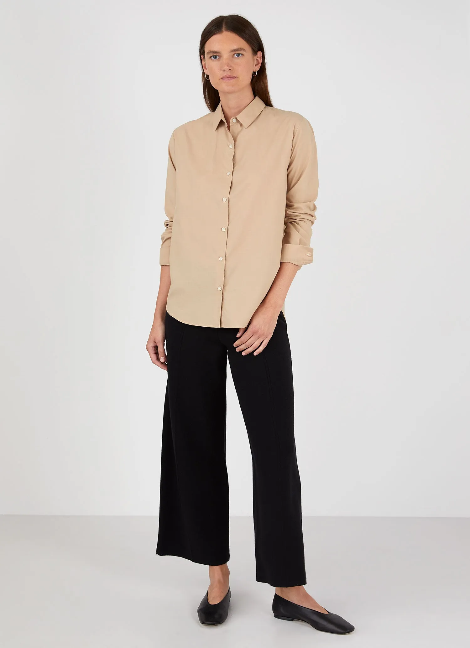 Women's Cotton Shirt in Stone sold by Sunspel