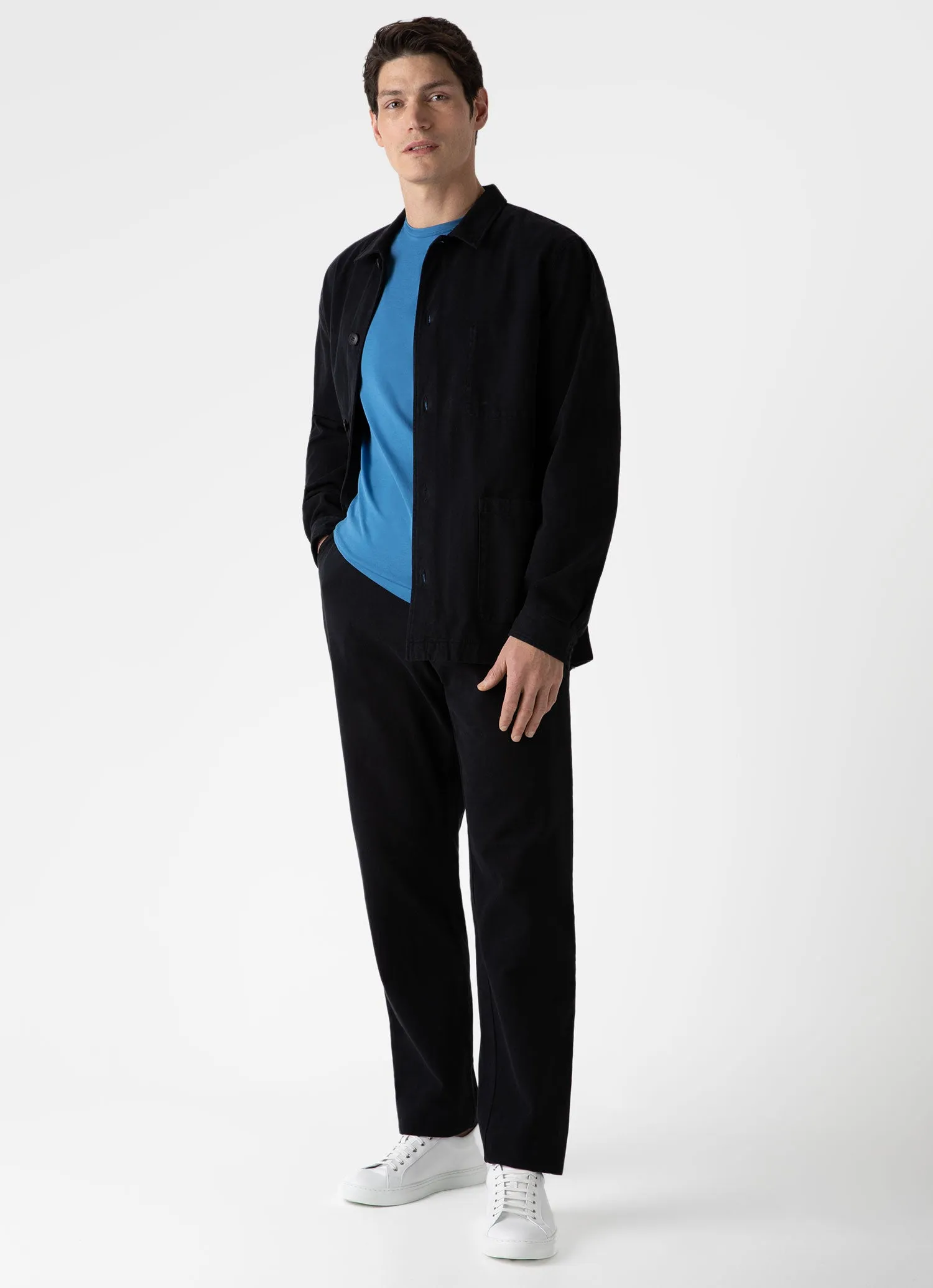 Men's Brushed Cotton Twin Pocket Jacket in Black sold by Sunspel product image thumbnail 3