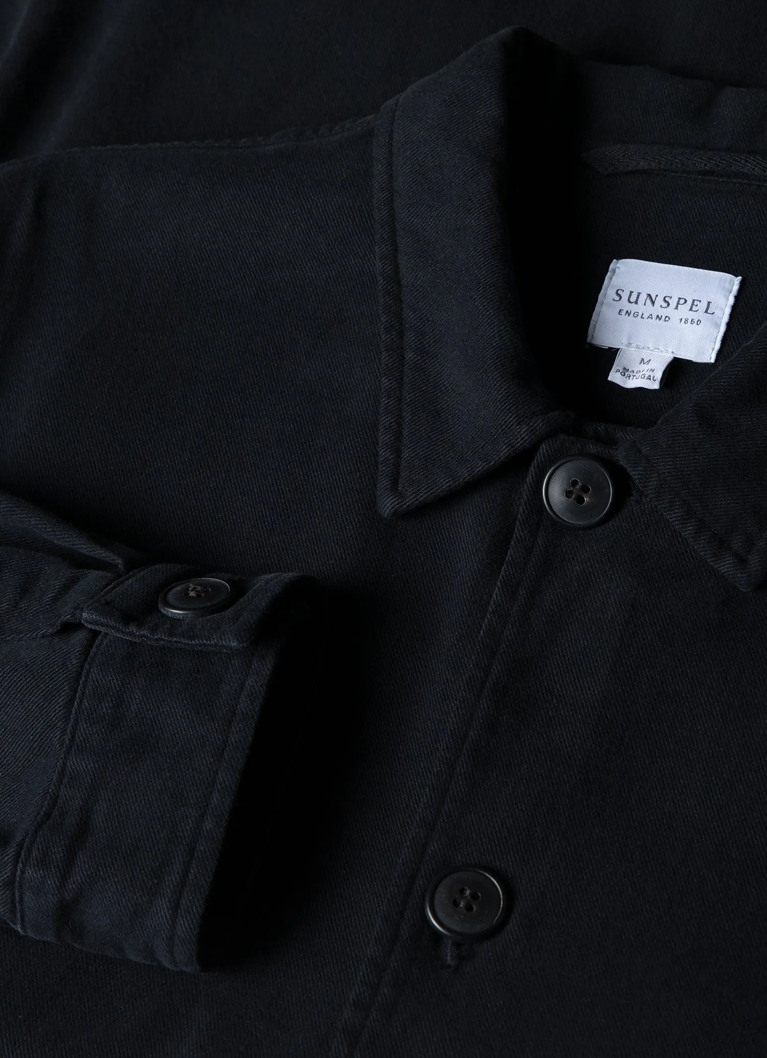 Men's Brushed Cotton Twin Pocket Jacket in Black sold by Sunspel product image thumbnail 4