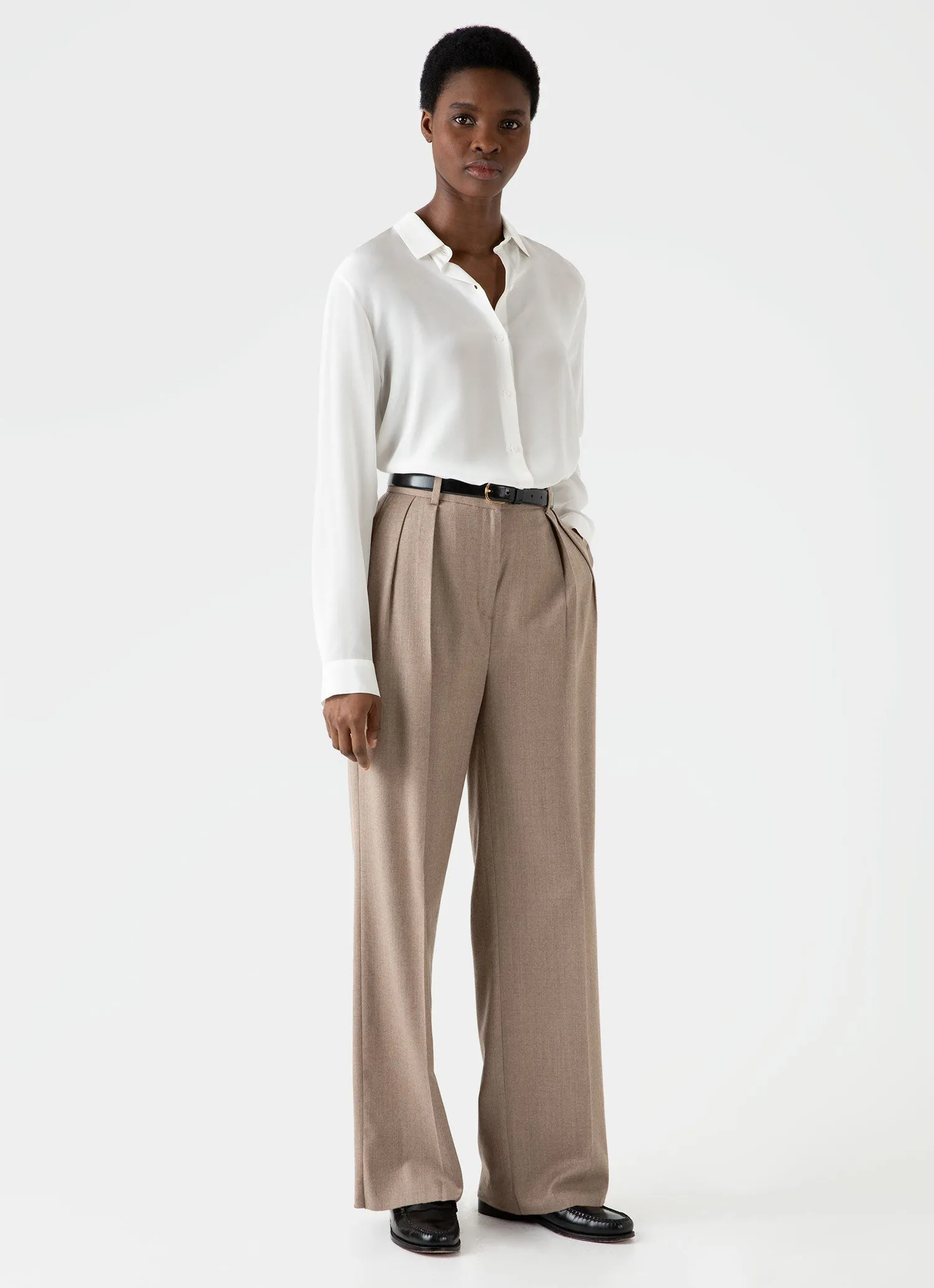 Women's Silk Shirt in Ecru sold by Sunspel product image thumbnail 3