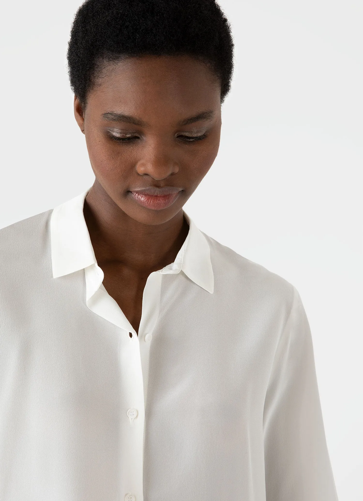Women's Silk Shirt in Ecru sold by Sunspel product image thumbnail 2