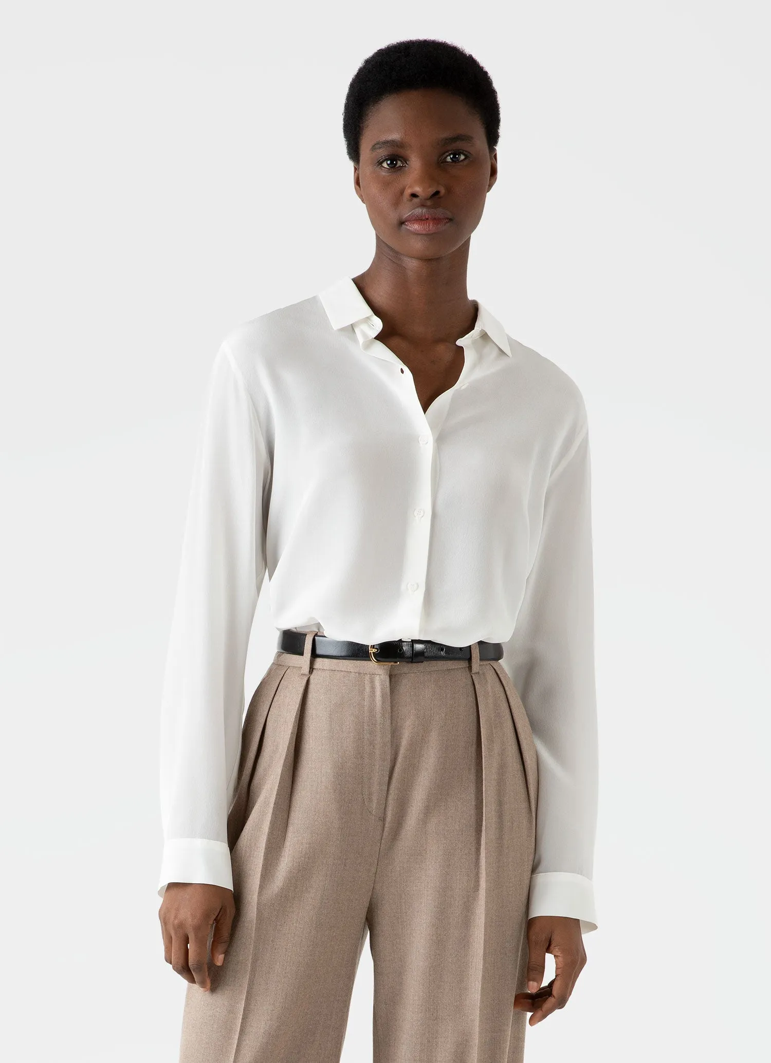Women's Silk Shirt in Ecru sold by Sunspel
