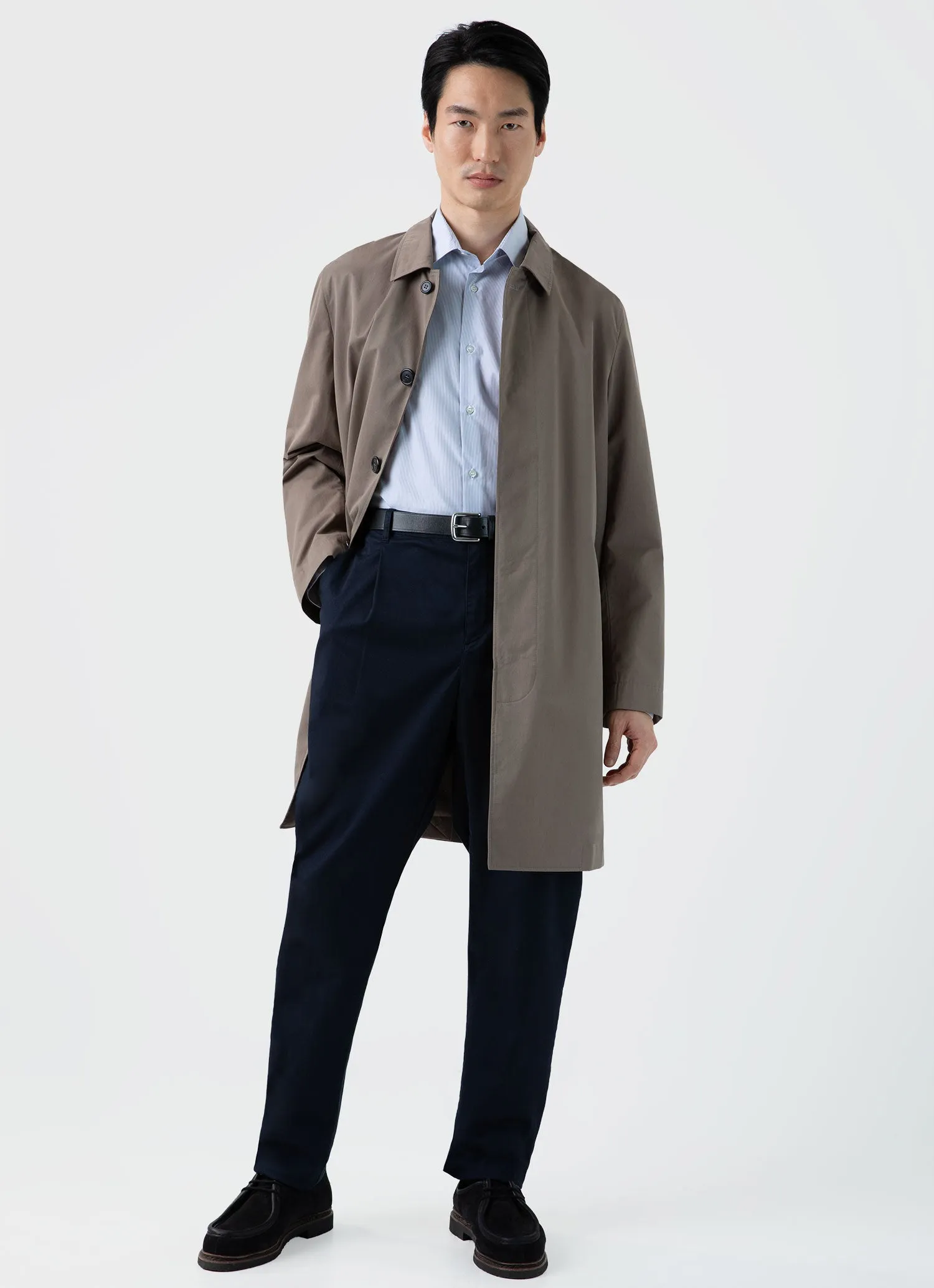 Men's Sea Island Cotton Shirt in Navy/White Fine Stripe sold by Sunspel product image thumbnail 3