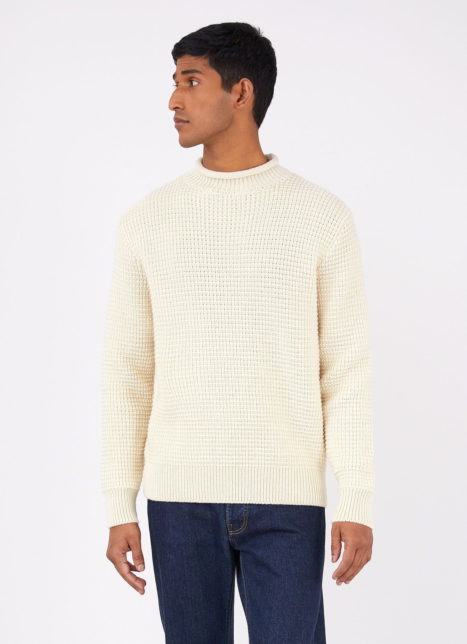 Men's Merino Fishermans Jumper in Ecru sold by Sunspel product image thumbnail 2
