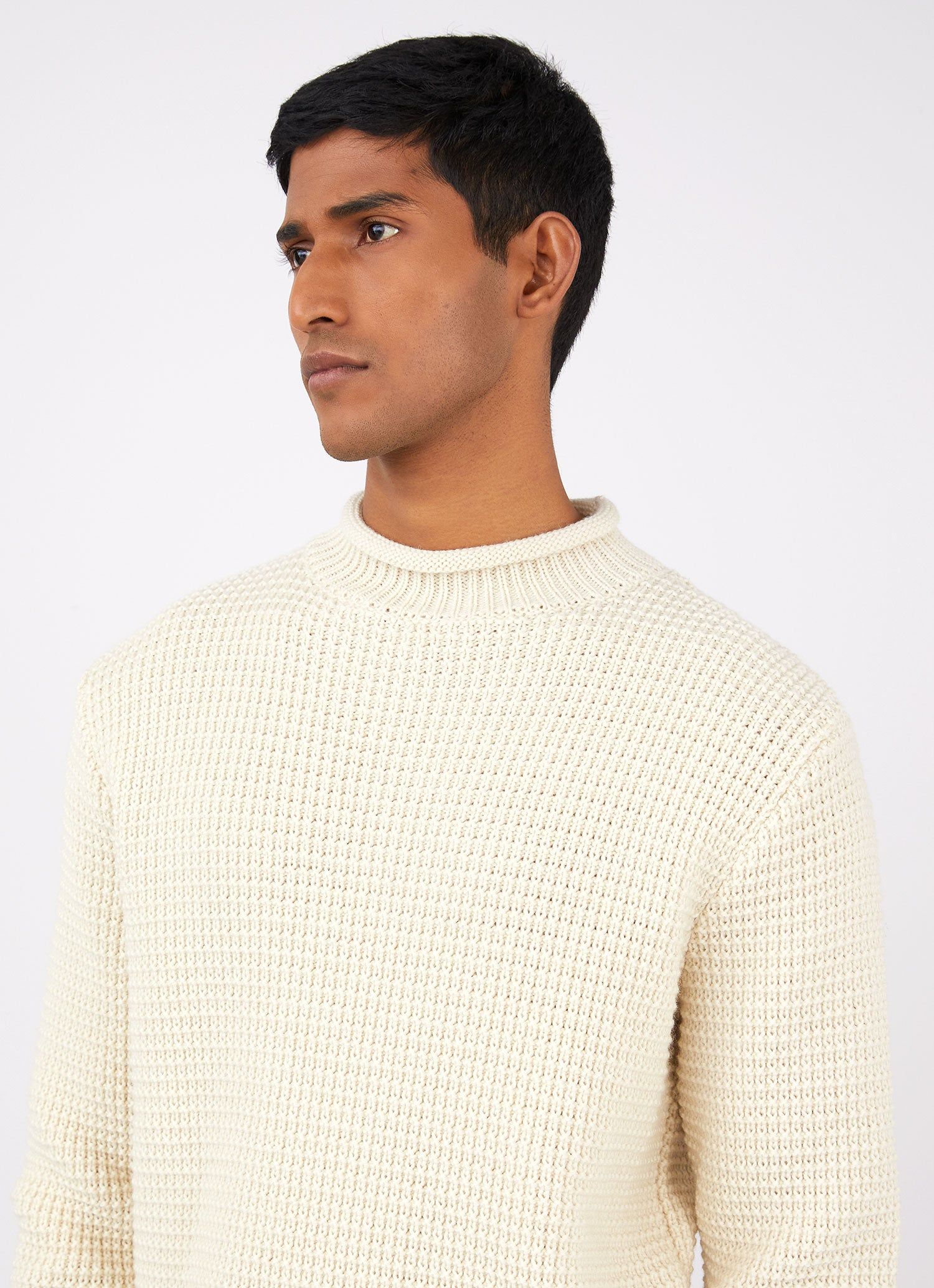 Men's Merino Fishermans Jumper in Ecru sold by Sunspel product image thumbnail 5