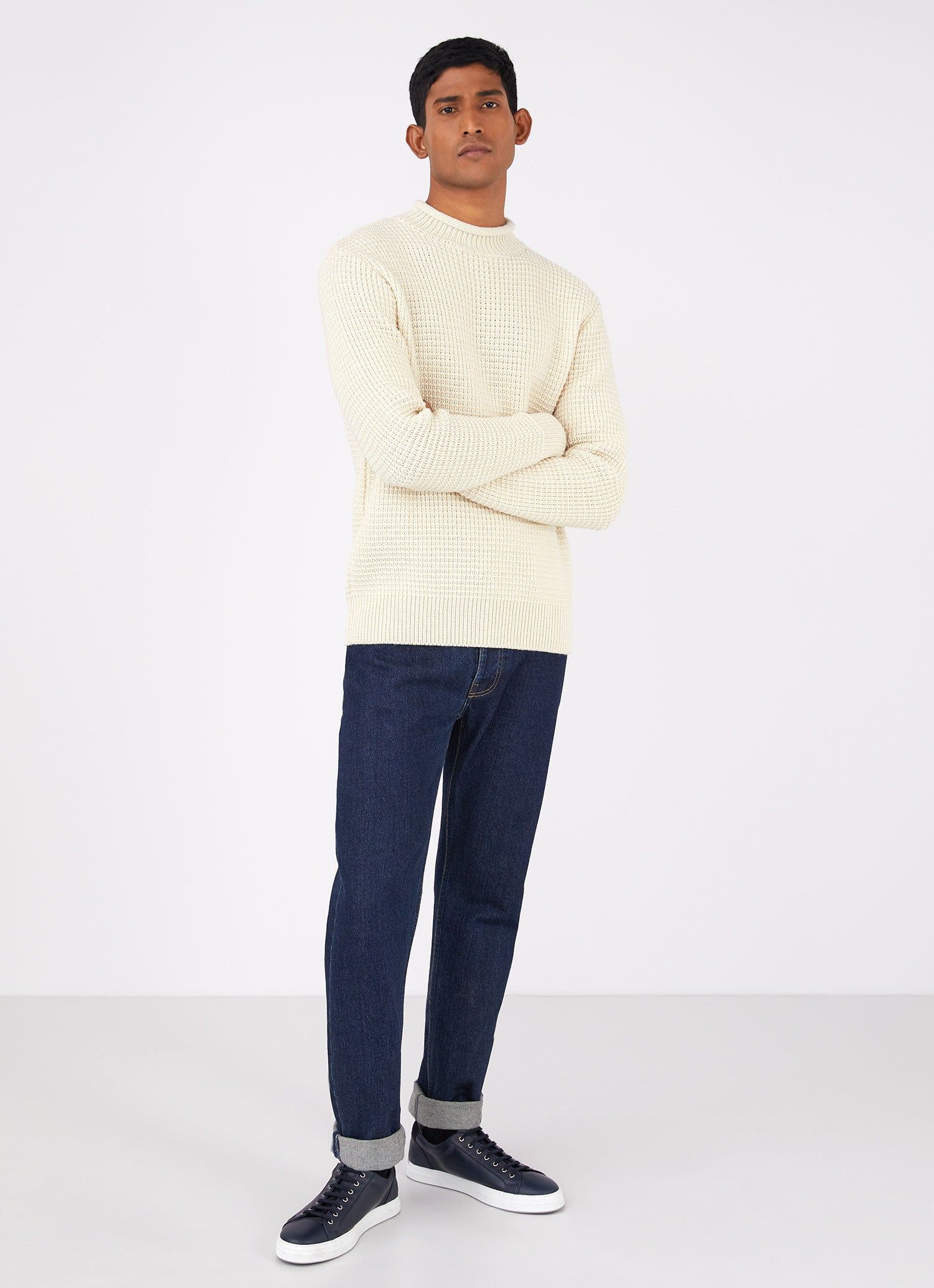 Men's Merino Fishermans Jumper in Ecru sold by Sunspel product image thumbnail 3