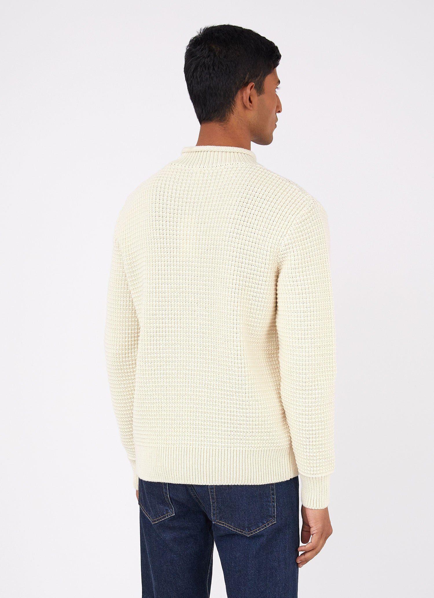 Men's Merino Fishermans Jumper in Ecru sold by Sunspel product image thumbnail 4