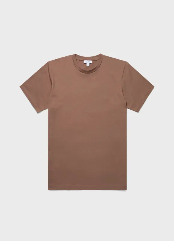 Men's Riviera Midweight T-shirt in Dark Sand sold by Sunspel