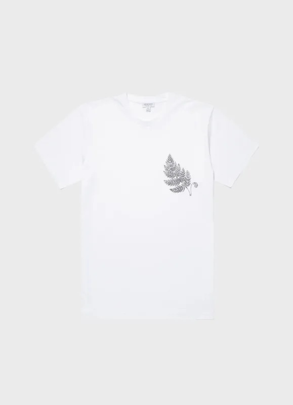 Men's Fern Print T-shirt in White sold by Sunspel