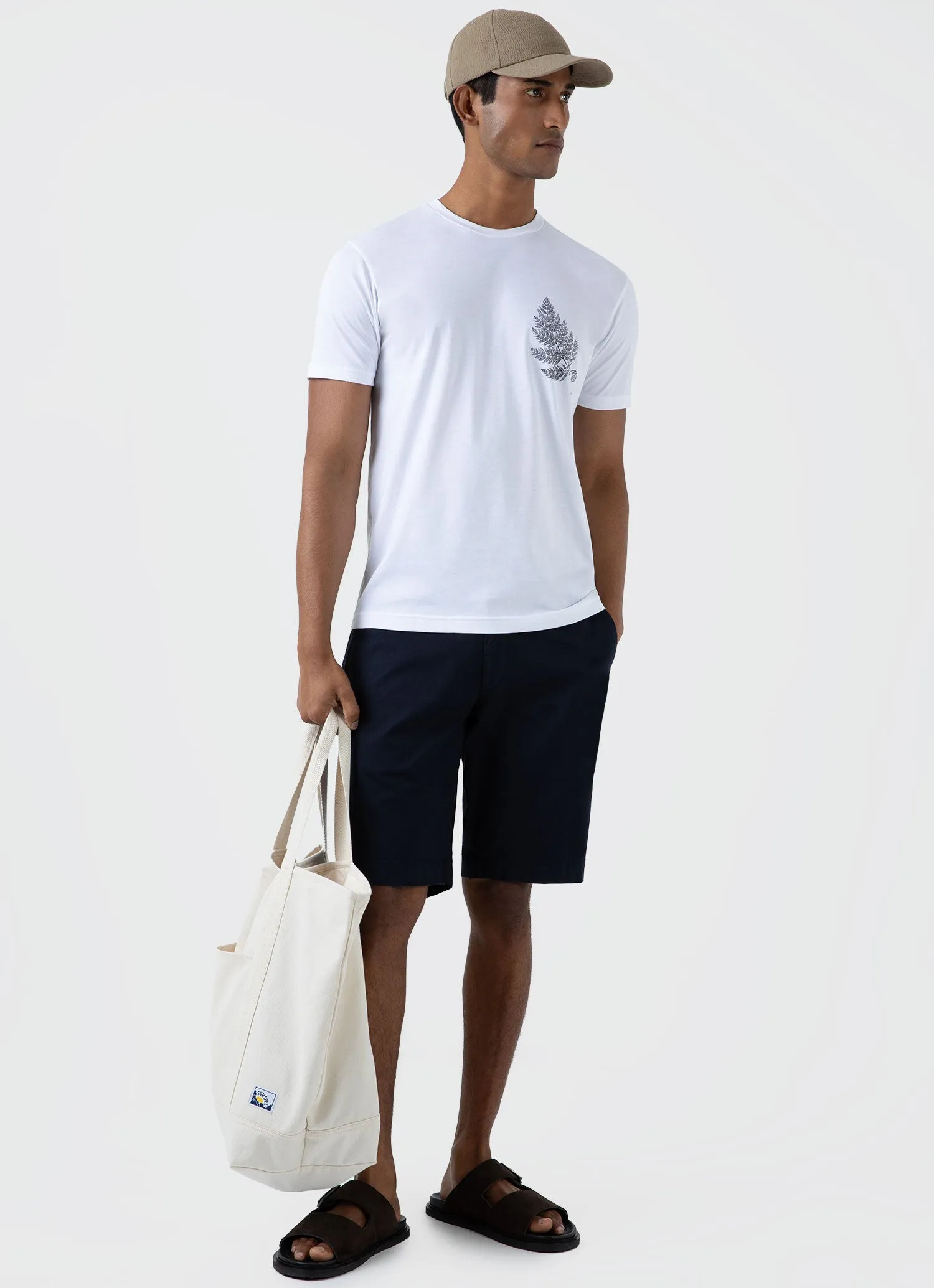 Men's Fern Print T-shirt in White sold by Sunspel product image thumbnail 3