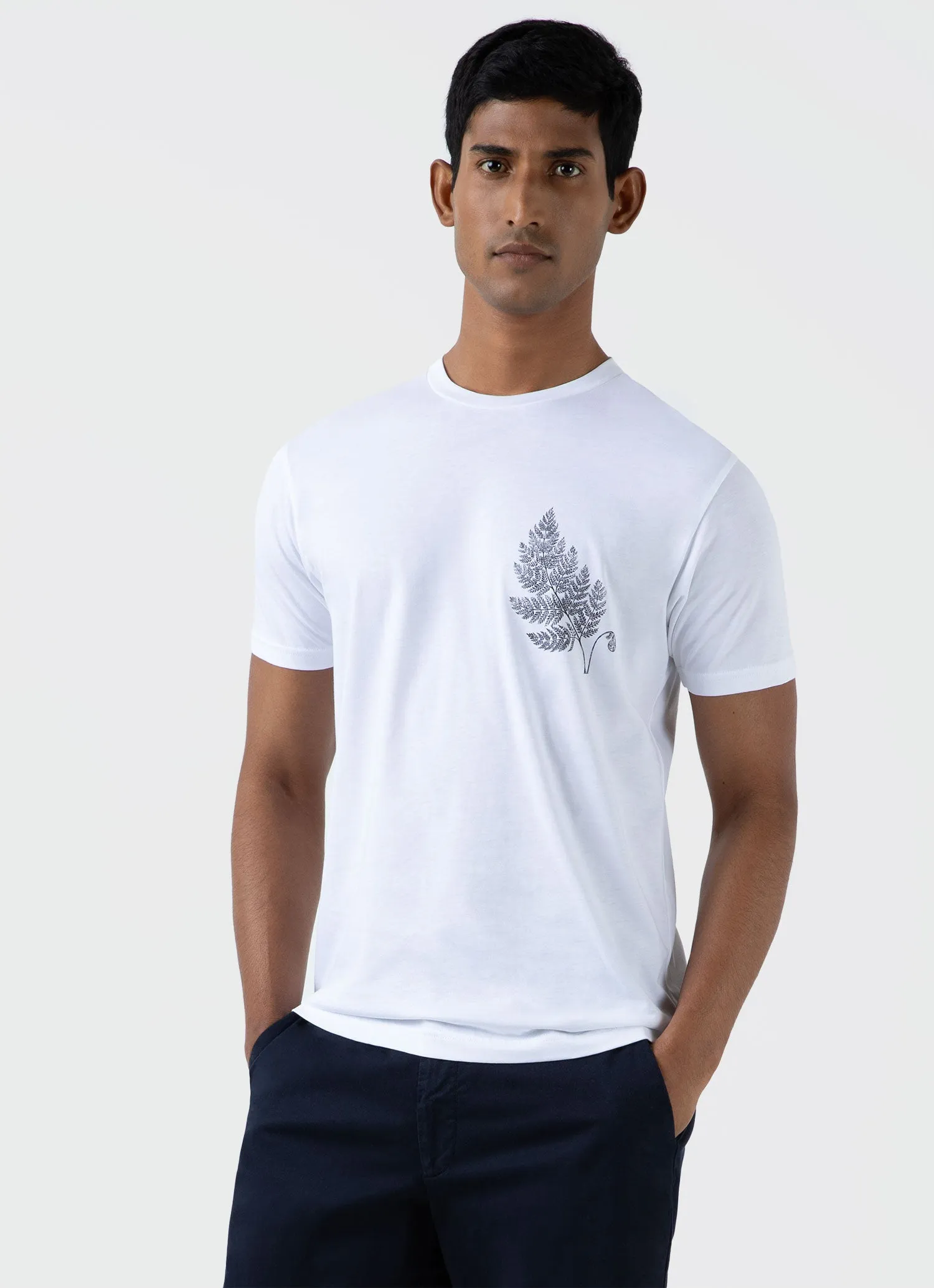 Men's Fern Print T-shirt in White sold by Sunspel product image thumbnail 2