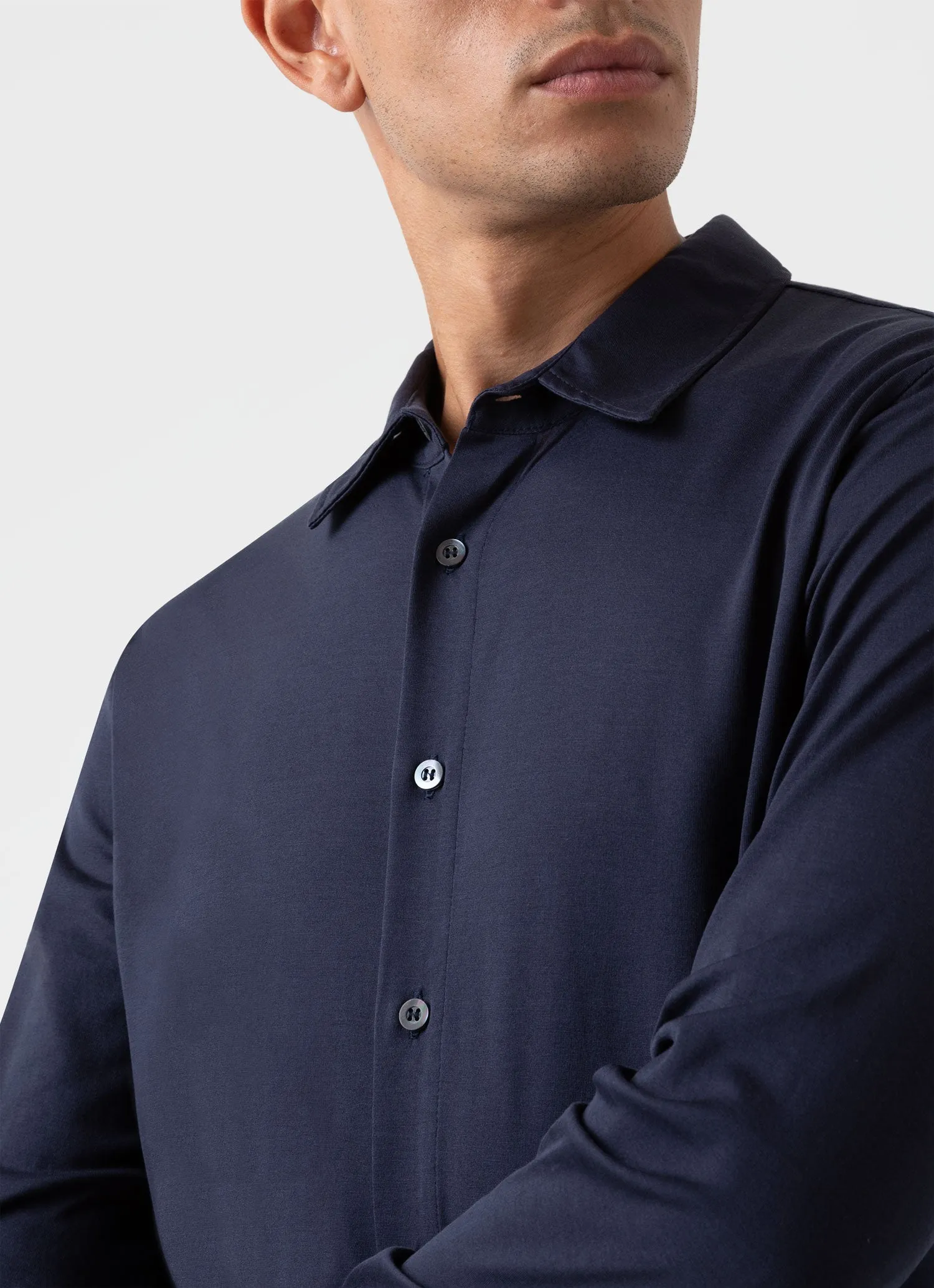 Men's Classic Jersey Shirt in Navy sold by Sunspel product image thumbnail 5