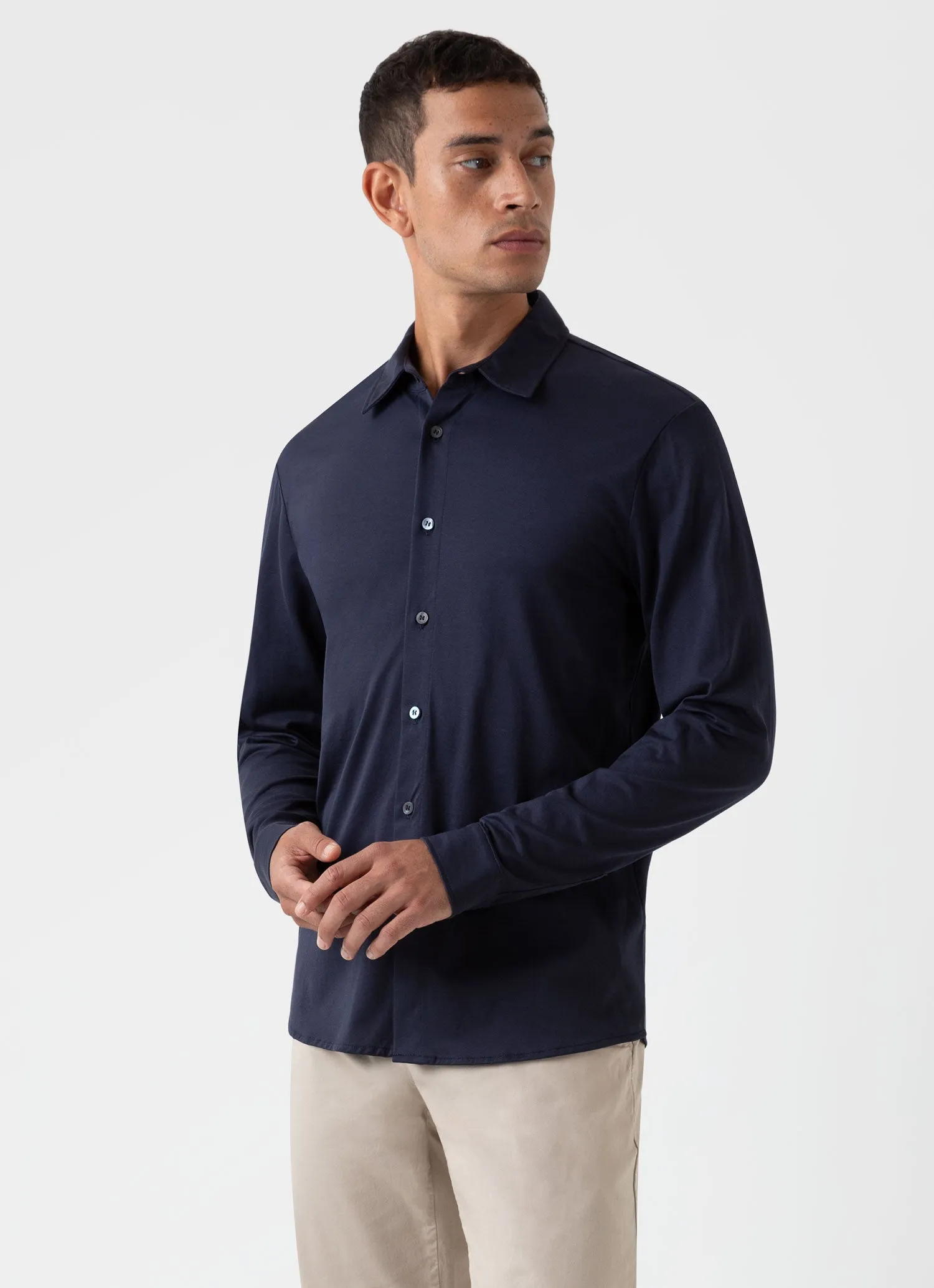 Men's Classic Jersey Shirt in Navy sold by Sunspel product image thumbnail 2