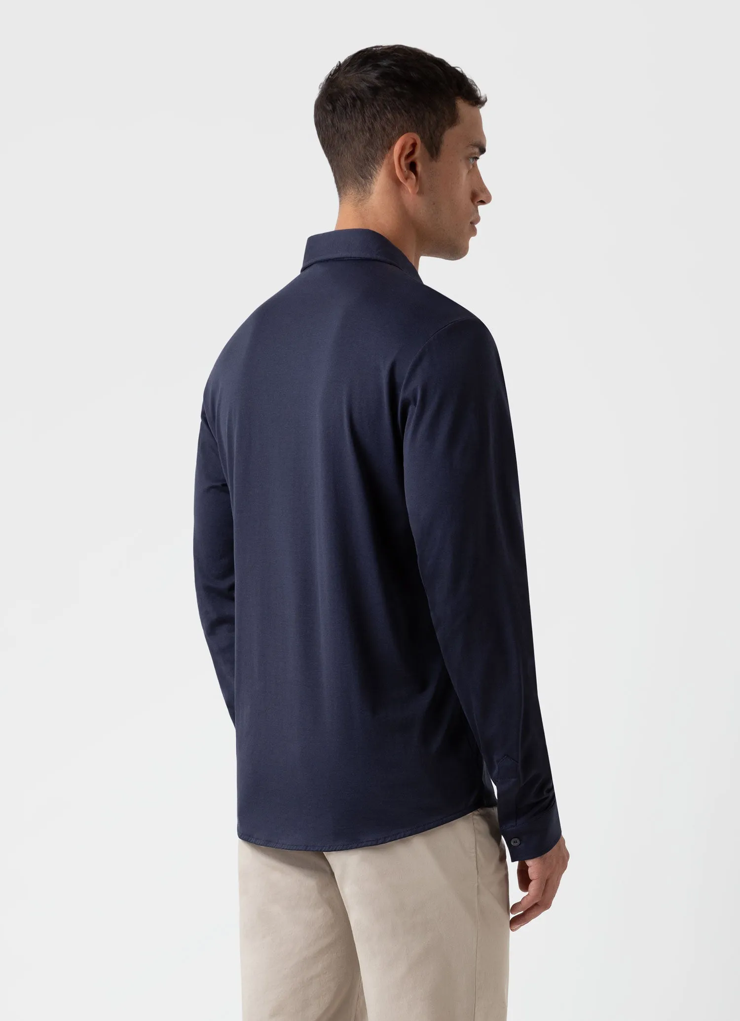 Men's Classic Jersey Shirt in Navy sold by Sunspel product image thumbnail 4