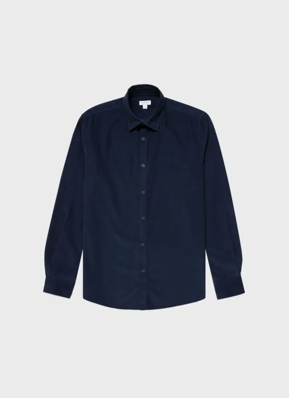 Men's Fine Cord Shirt in Navy sold by Sunspel