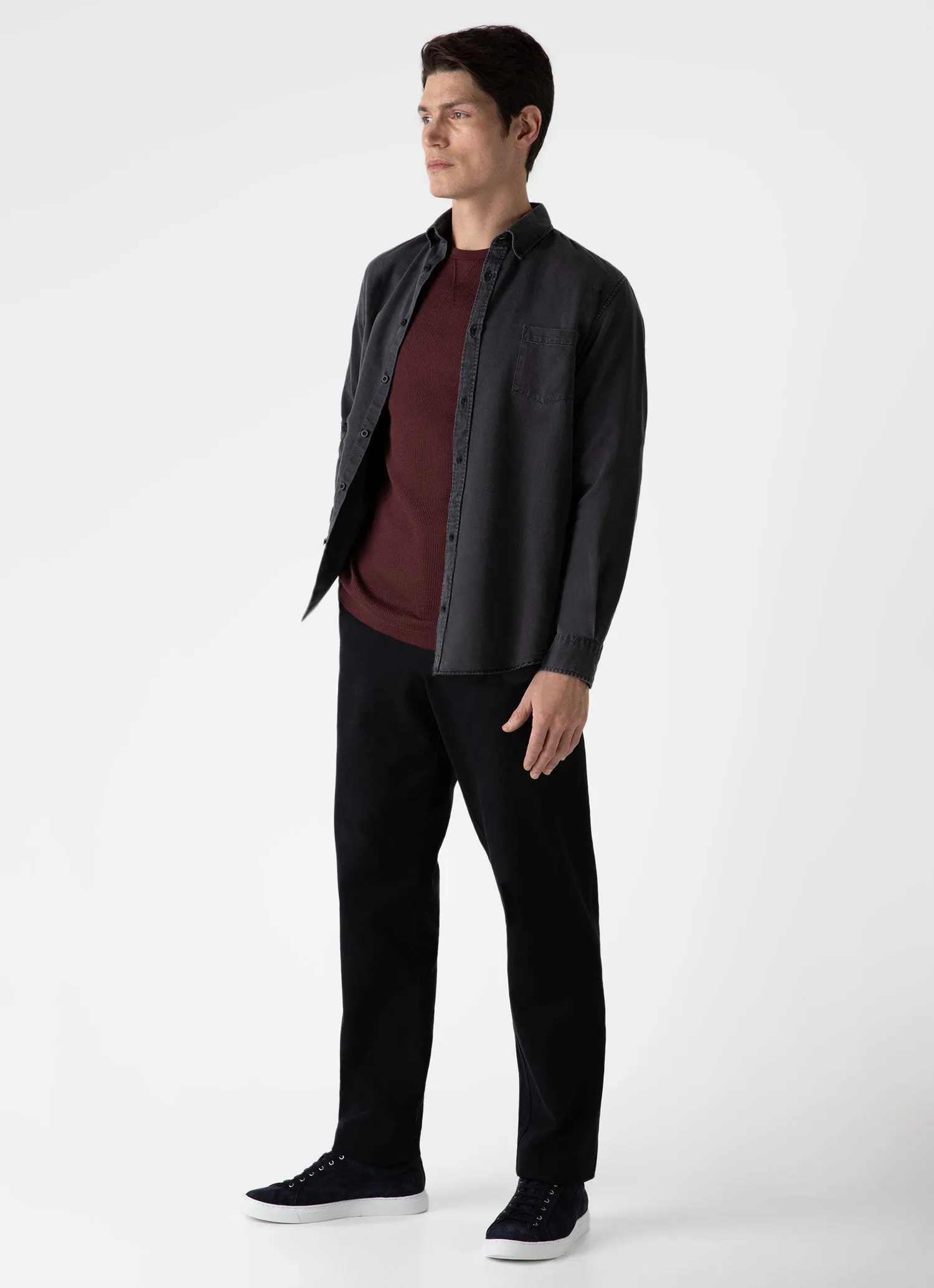 Men's Long Sleeve Waffle T-shirt in Maroon sold by Sunspel product image thumbnail 3