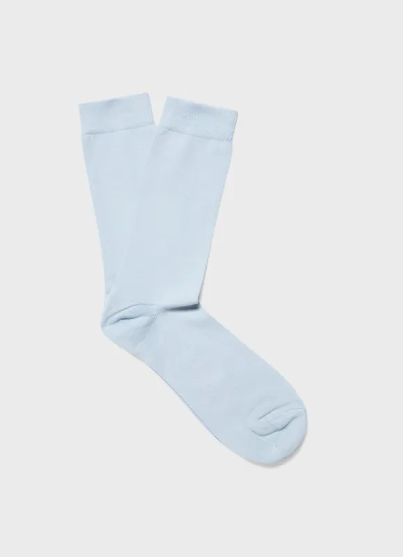 Men's Cotton Sock in Pastel Blue sold by Sunspel