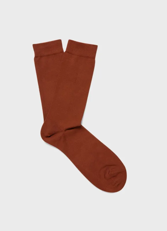 Men's Cotton Sock in Tabacco sold by Sunspel
