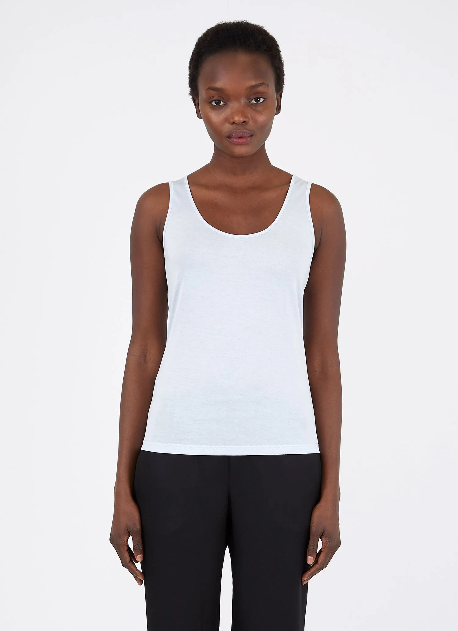Women's Classic Vest in Powder Blue sold by Sunspel