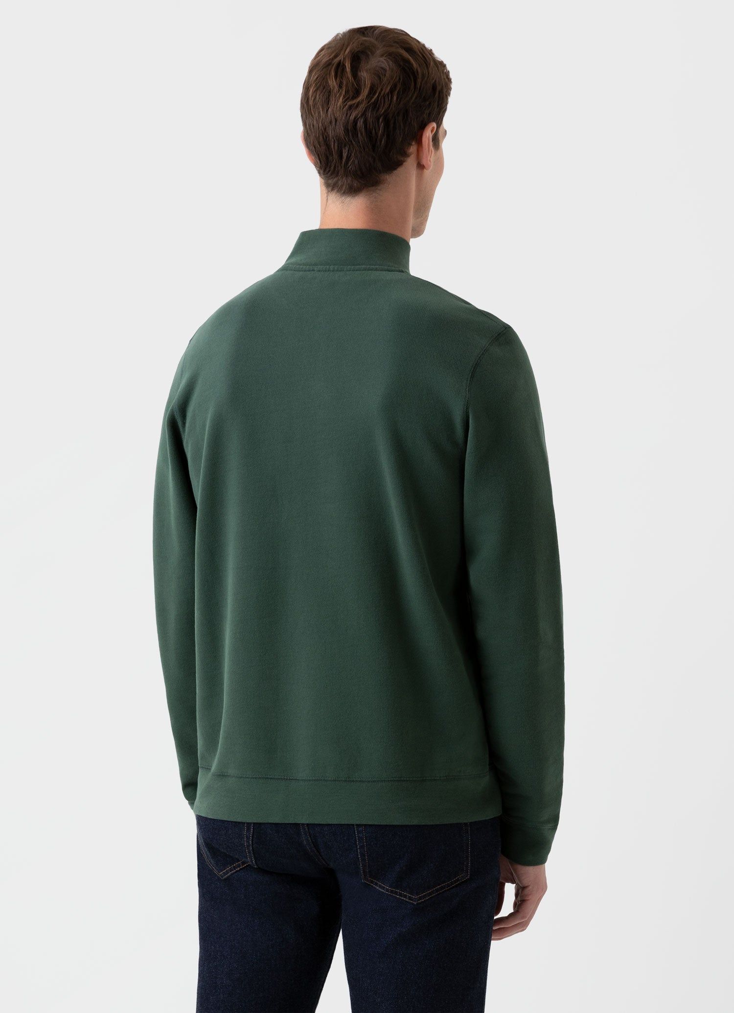 Men's Half Zip Loopback Sweatshirt in Dark Green sold by Sunspel product image thumbnail 4