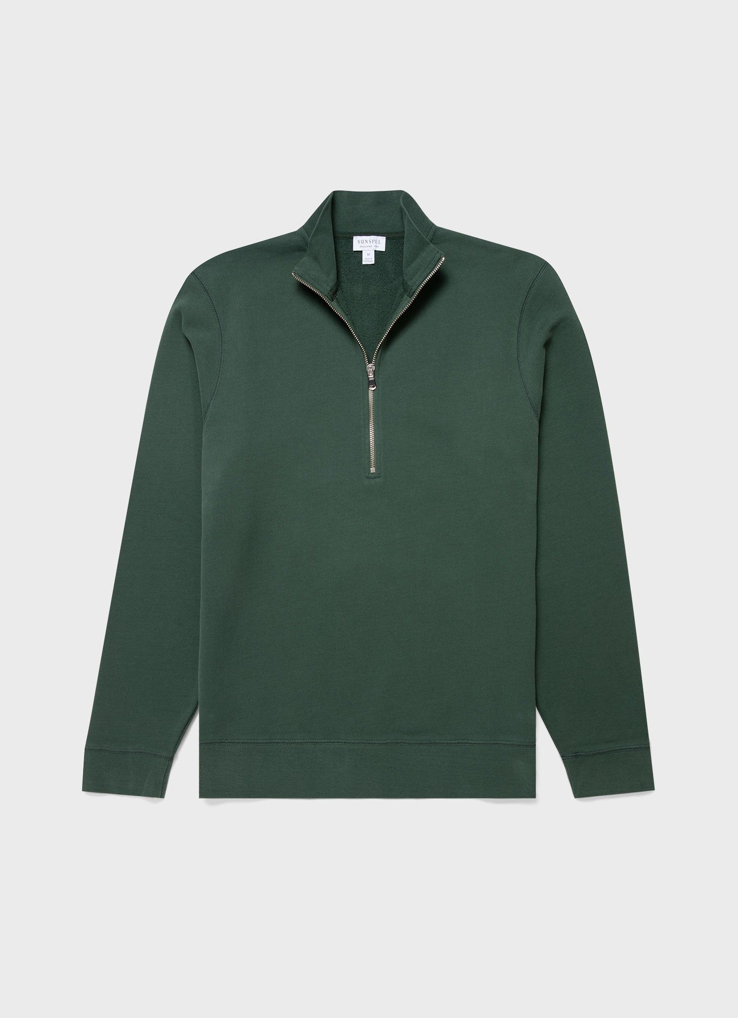 Men's Half Zip Loopback Sweatshirt in Dark Green sold by Sunspel