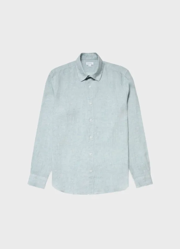 Men's Linen Shirt in Laurel sold by Sunspel