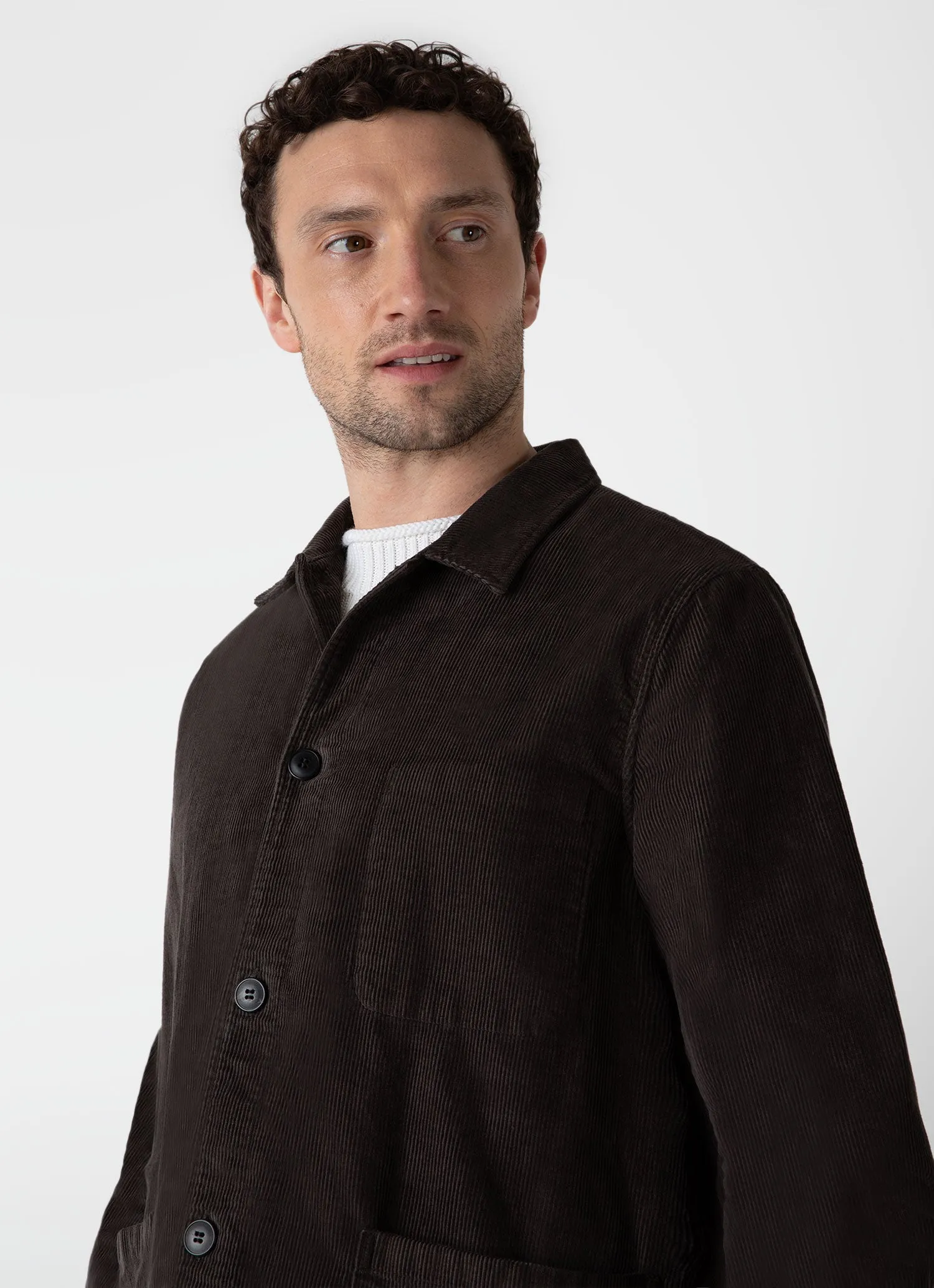 Men's Corduroy Twin Pocket Jacket in Coffee sold by Sunspel product image thumbnail 5