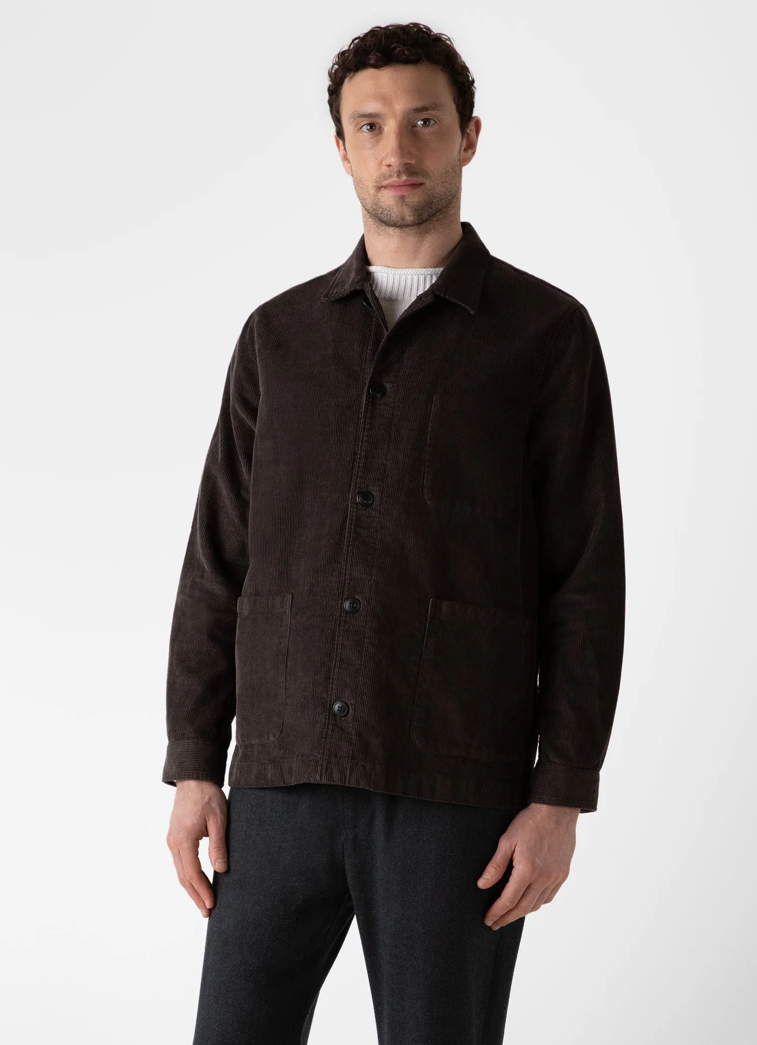 Men's Corduroy Twin Pocket Jacket in Coffee sold by Sunspel product image thumbnail 2