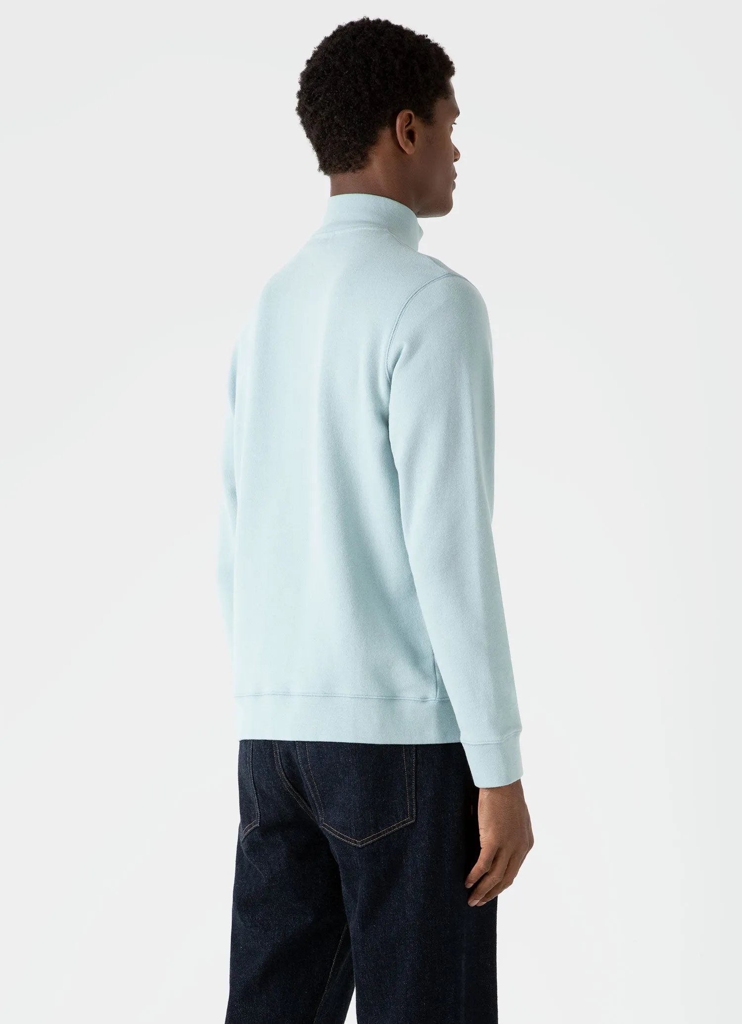 Men's Half Zip Loopback Sweatshirt in Blue Sage sold by Sunspel product image thumbnail 4