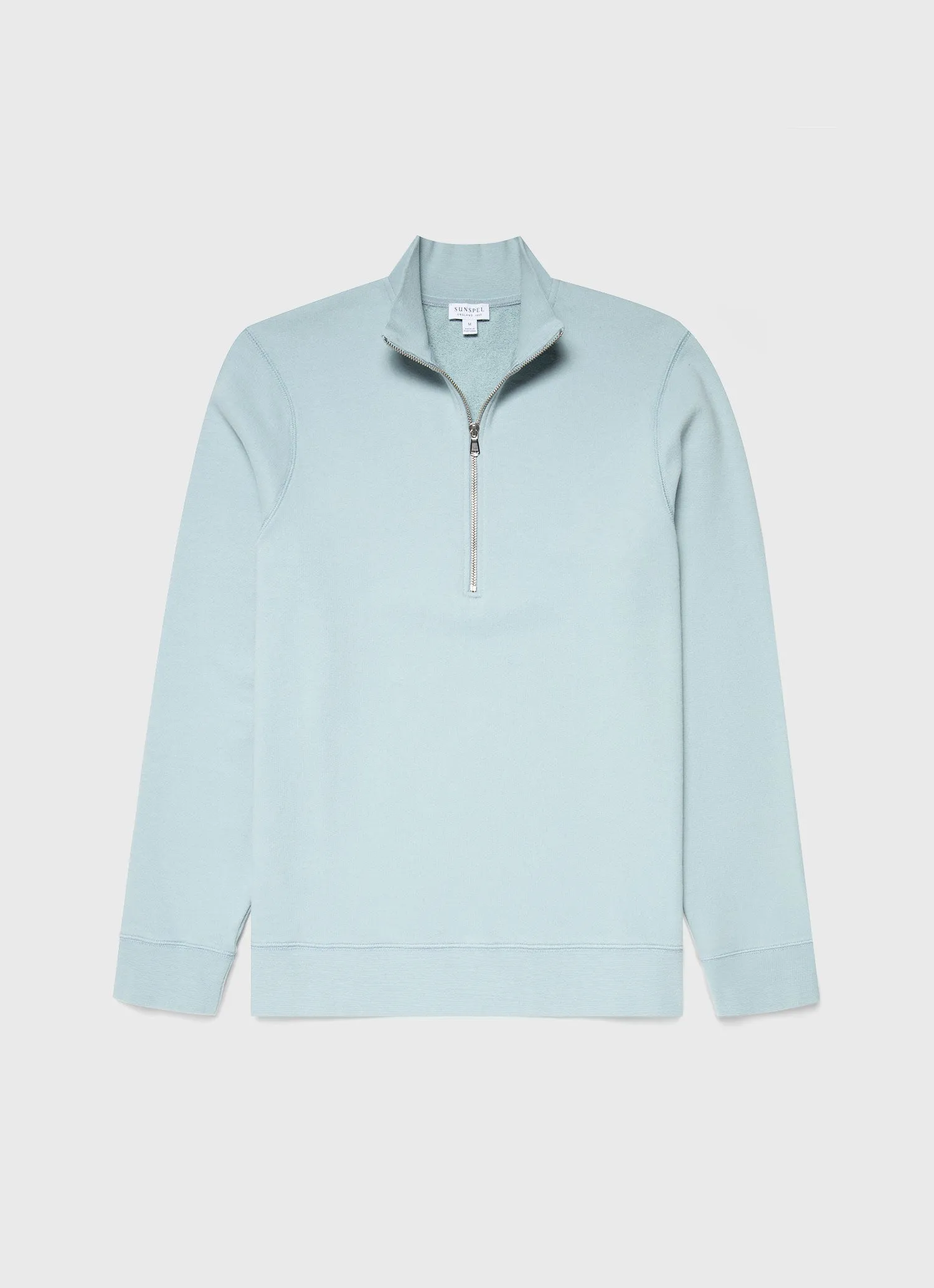Men's Half Zip Loopback Sweatshirt in Blue Sage sold by Sunspel