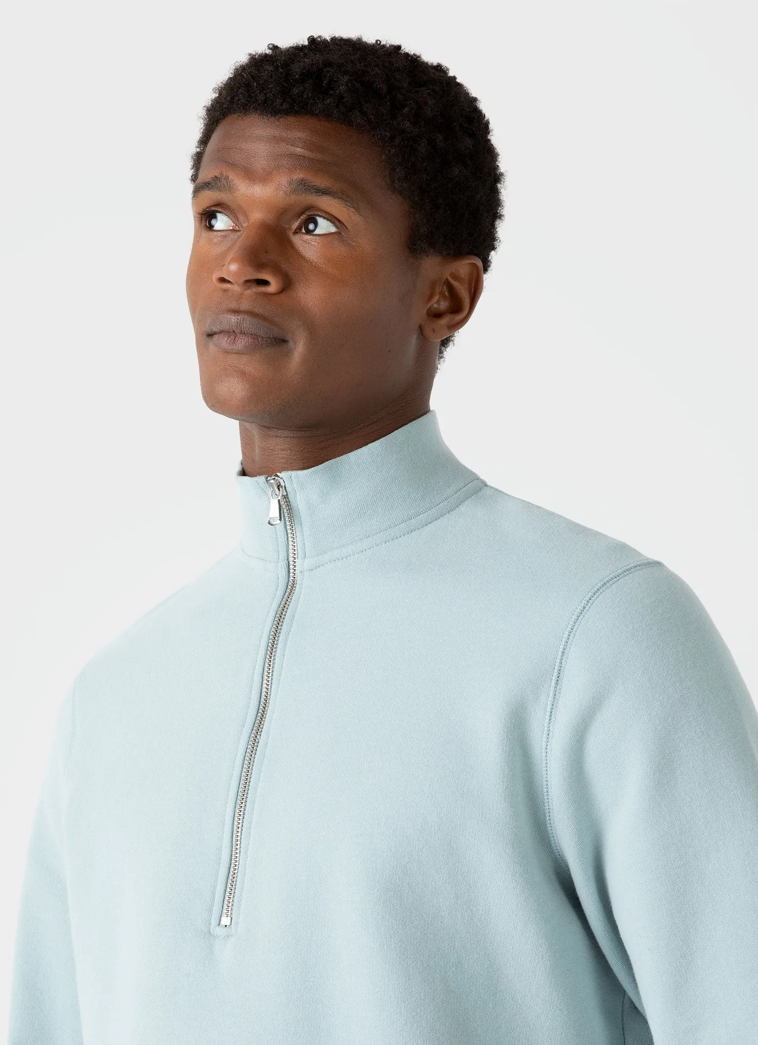Men's Half Zip Loopback Sweatshirt in Blue Sage sold by Sunspel product image thumbnail 5