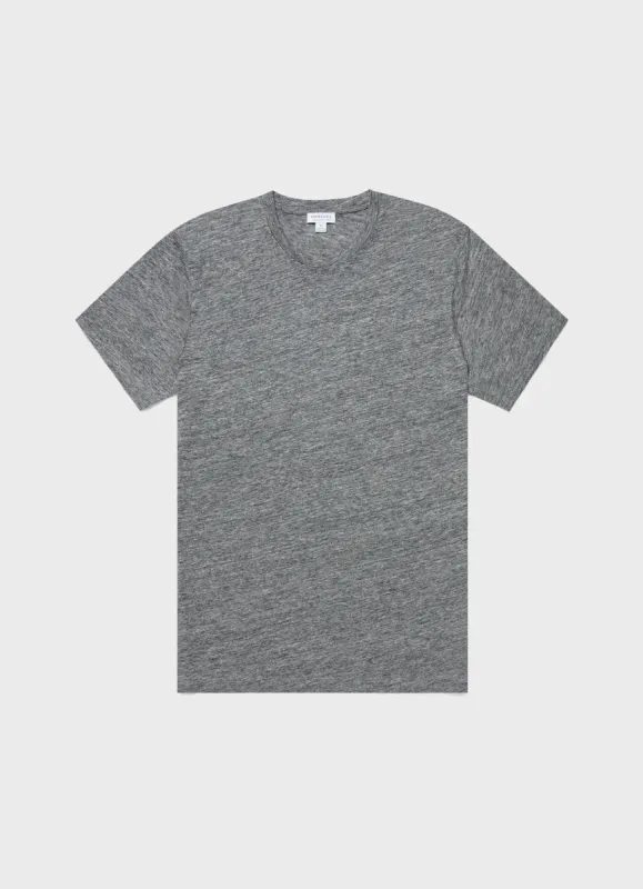 Men's Linen T-shirt in Mid Grey Melange sold by Sunspel