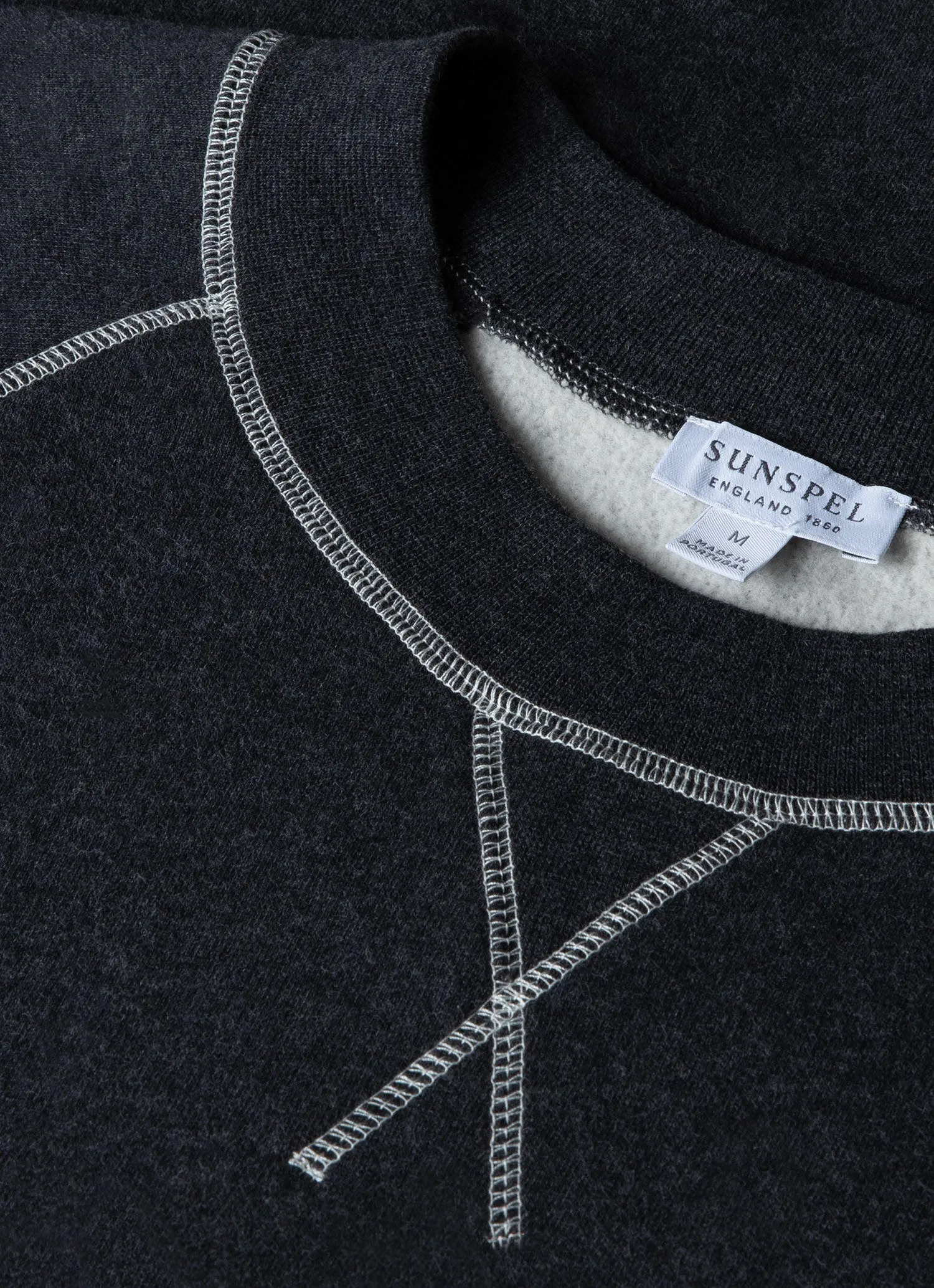 Men's Fleeceback Sweatshirt in Charcoal Melange sold by Sunspel product image thumbnail 4