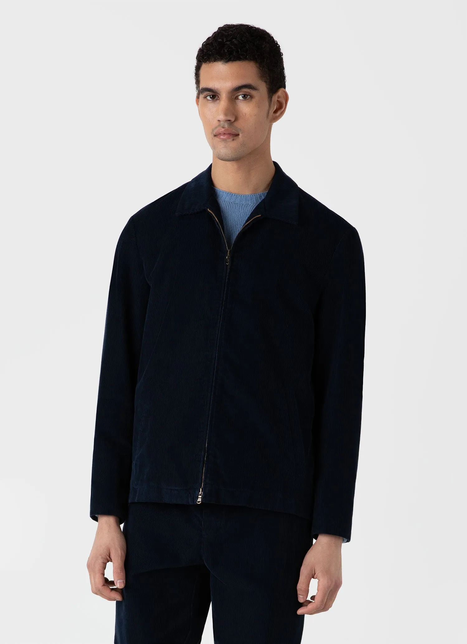 Men's Cord Harrington Jacket in Navy sold by Sunspel product image thumbnail 2