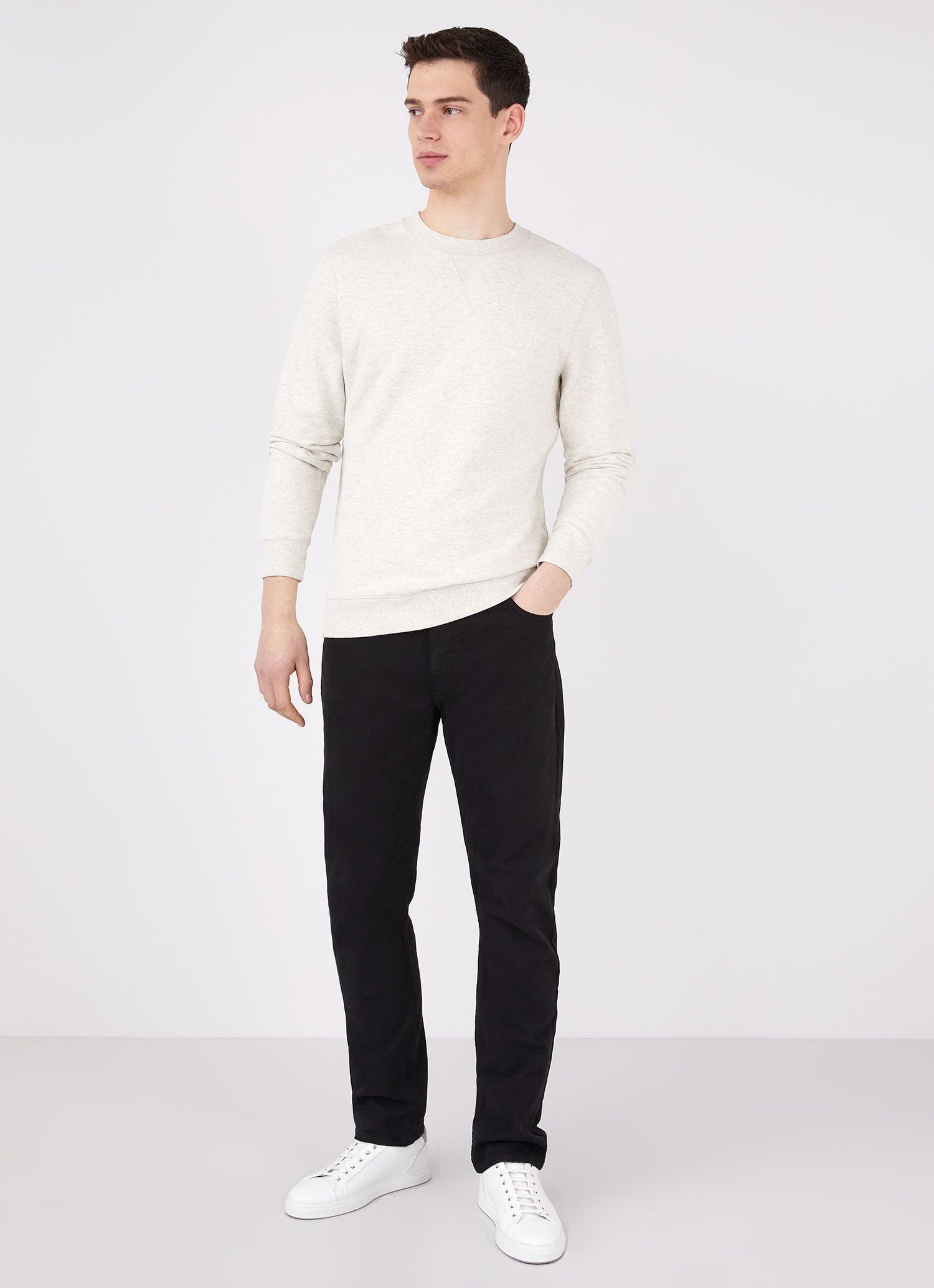 Men's Loopback Sweatshirt in Archive White Melange sold by Sunspel product image thumbnail 3