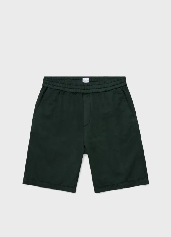 Men's Cotton Linen Drawstring Shorts in Seaweed sold by Sunspel